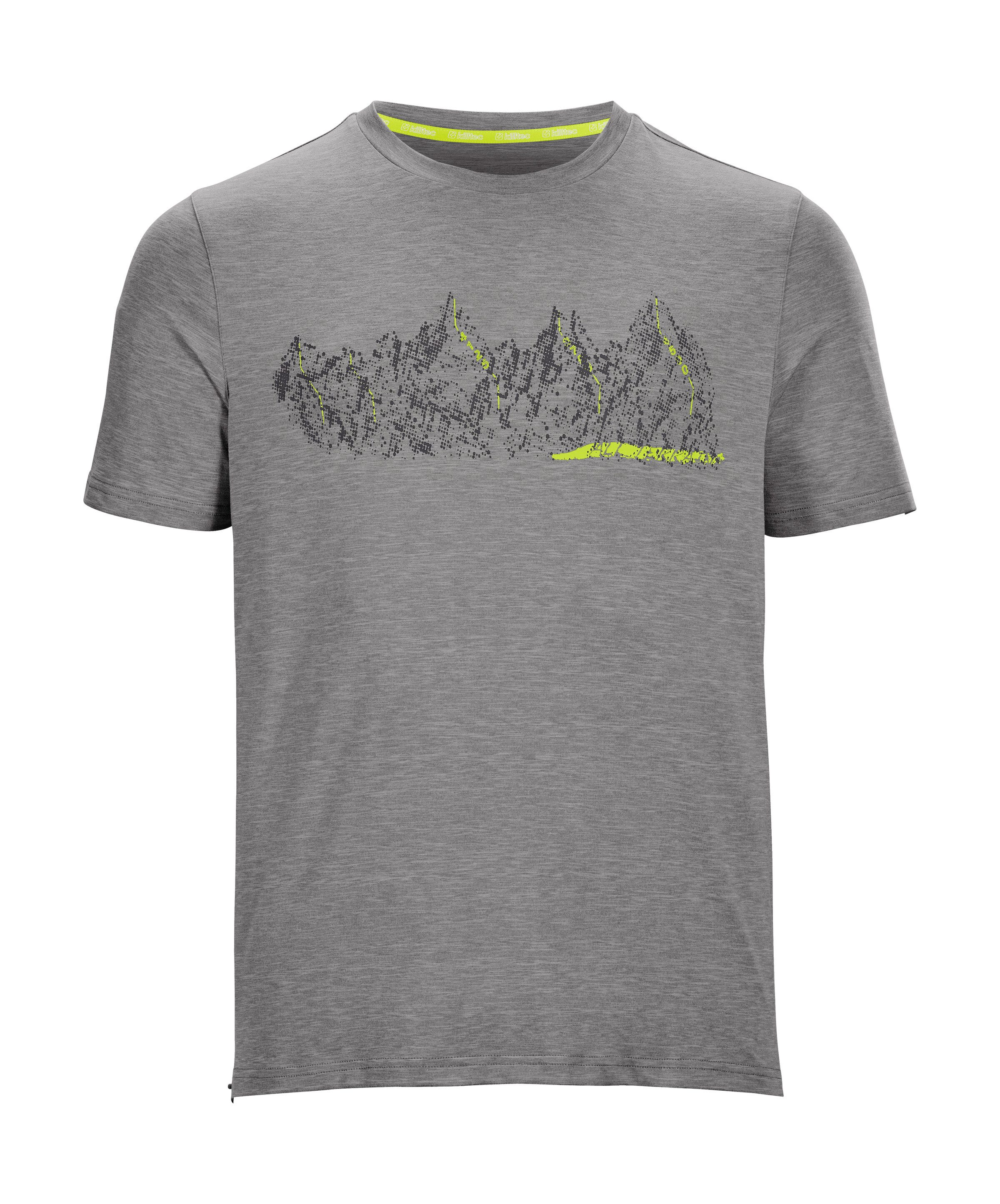 Killtec T-shirt Lilleo MN TSHRT C Sneldrogend heren T-shirt met bergprint en melange-look heren t-shirts maat M grijs