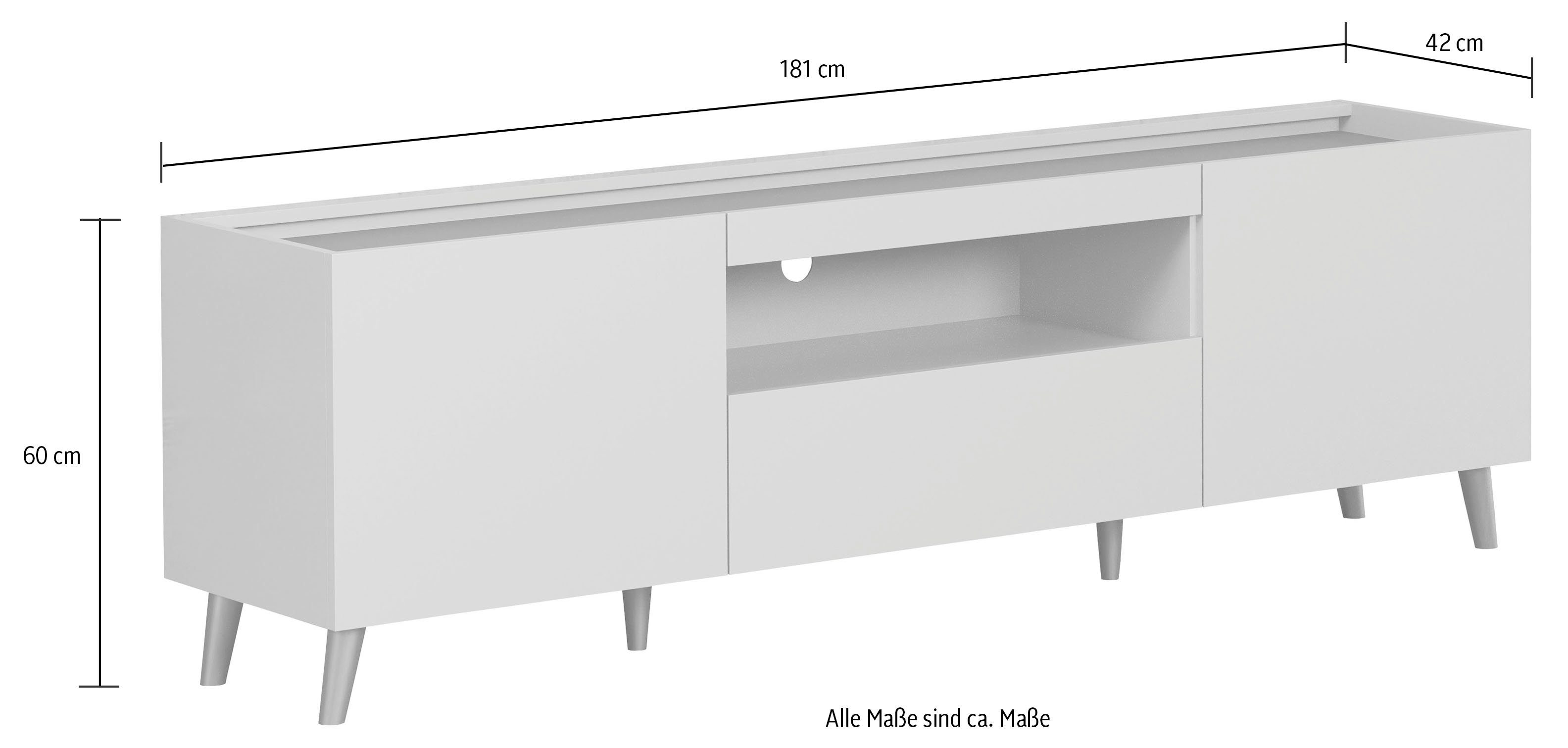 andas Tv-meubel Mikkeline mat, bxh: ca. 181 x 60 cm, tv-kast, blauw, turquoise (1 stuk)