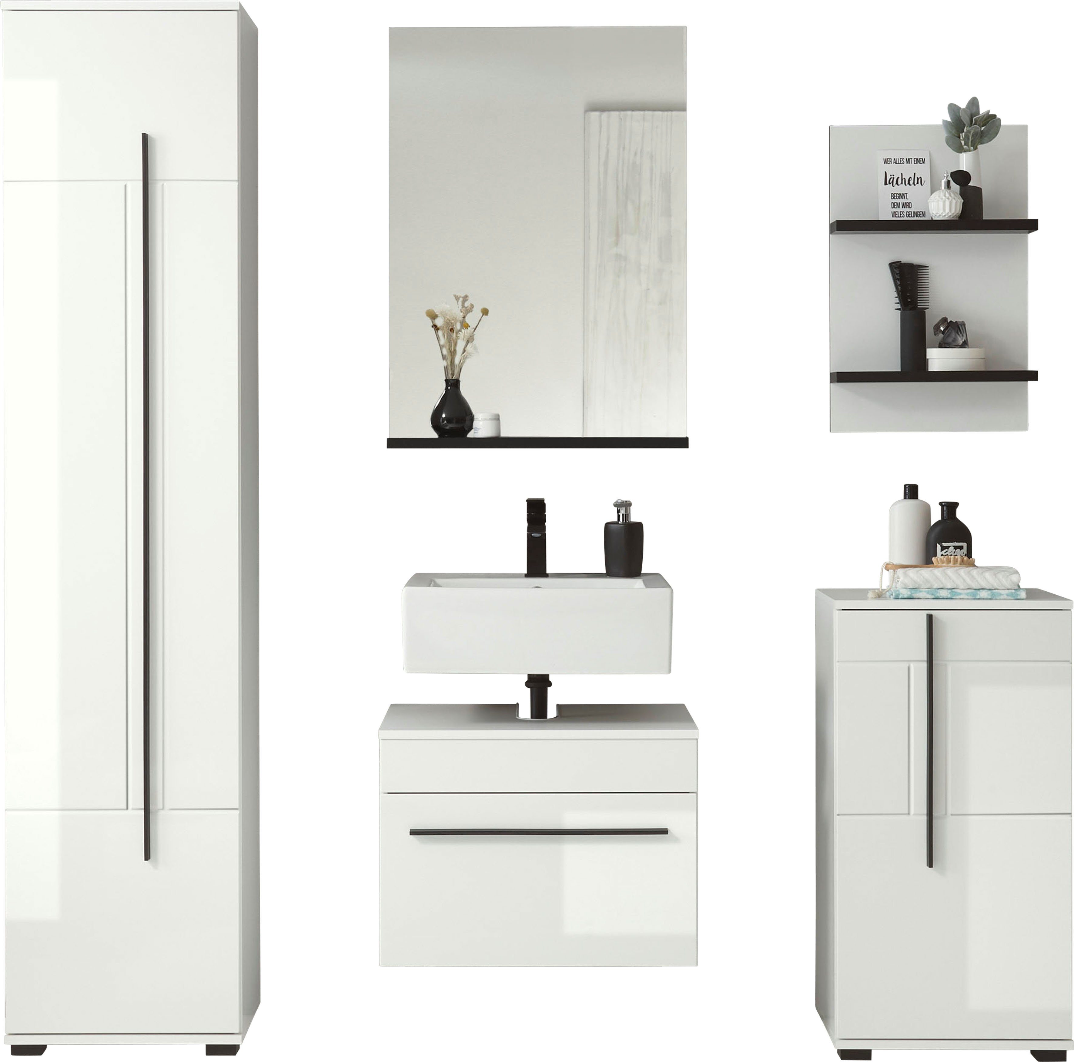 INOSIGN Badkamerserie Cantara, Bad im modernen Design, 5-teiliges Badezimmer Hoogglanzende fronten (set, 5-delig)