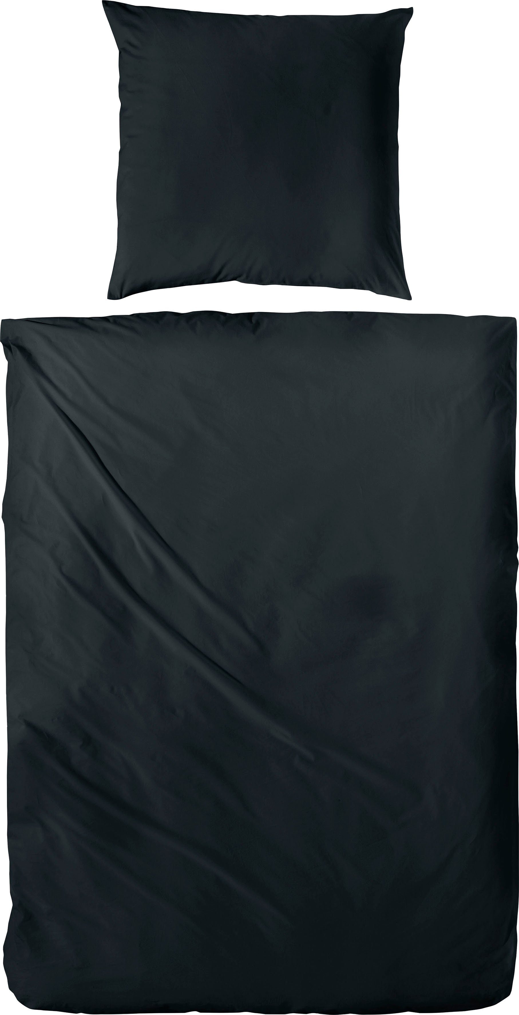 Primera Overtrekset Uni luxe-satijn in mt. 135x200, 155x220 of 200x200 cm Dekbedovertrek van katoen, unikleurige dekbedovertrek met ritssluiting