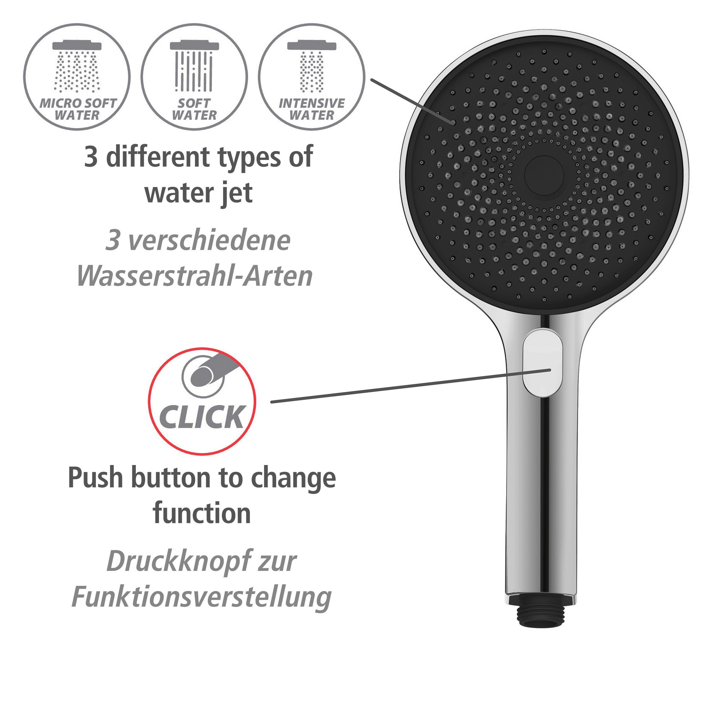 WENKO Douchestang-set Softwater Chroom, lengte stang: 68 cm