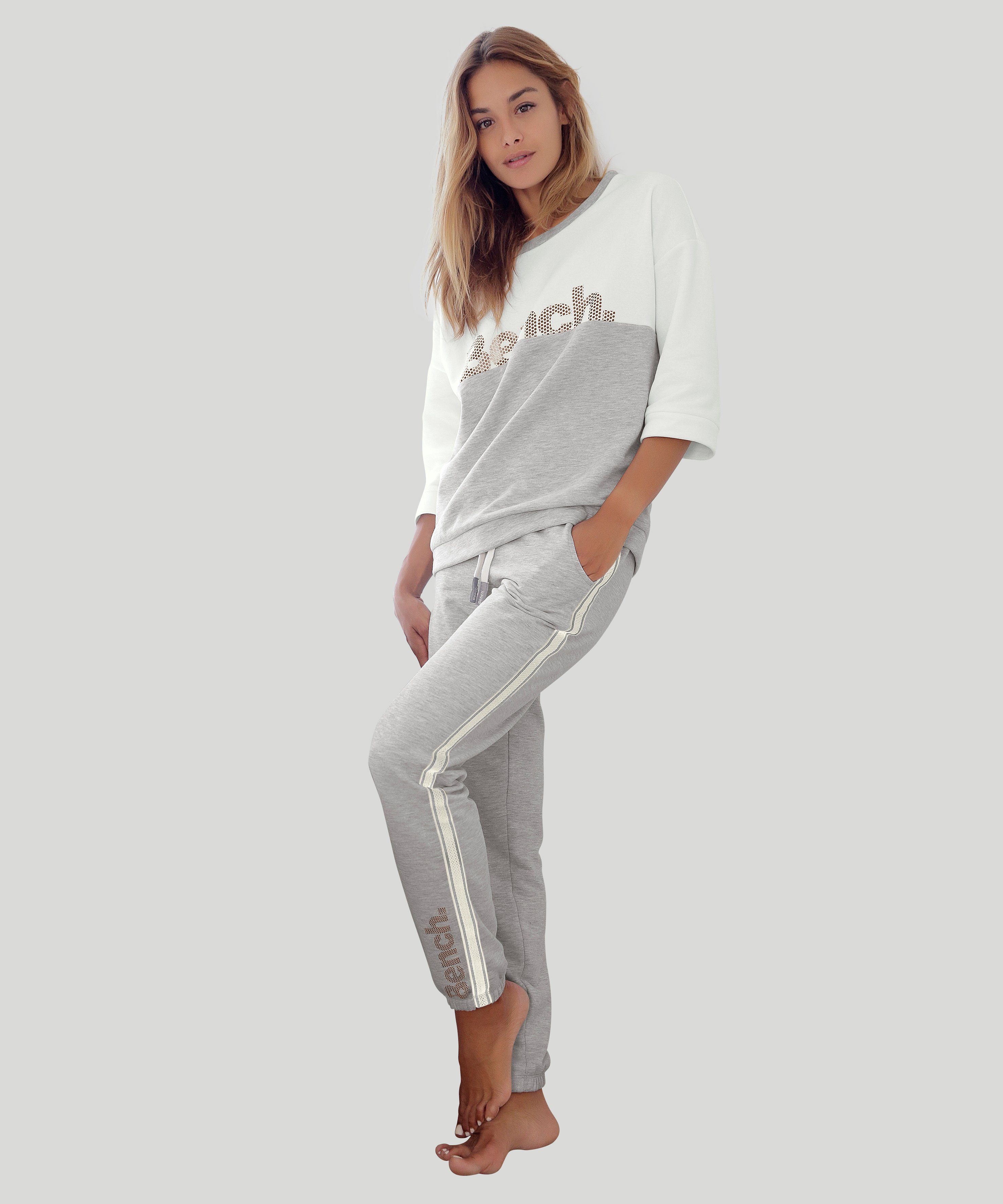 Bench. Relaxbroek met gestreepte tailleband en glansprint, loungewear, loungepak