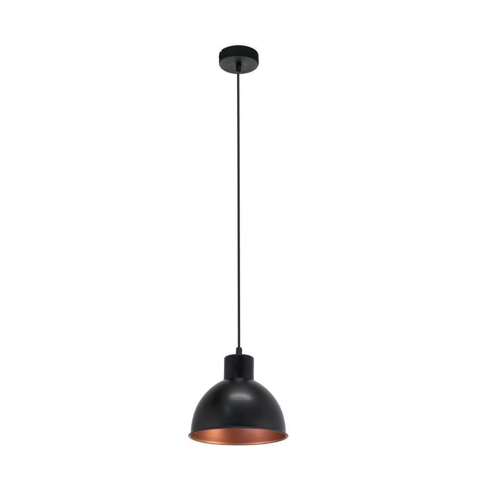 EGLO Hanglamp TRURO 1 hanglamp, eettafellamp, staal, zwart, koper, E27 Vintage hanglamp, Industrial, retro hanglamp, fitting: E27