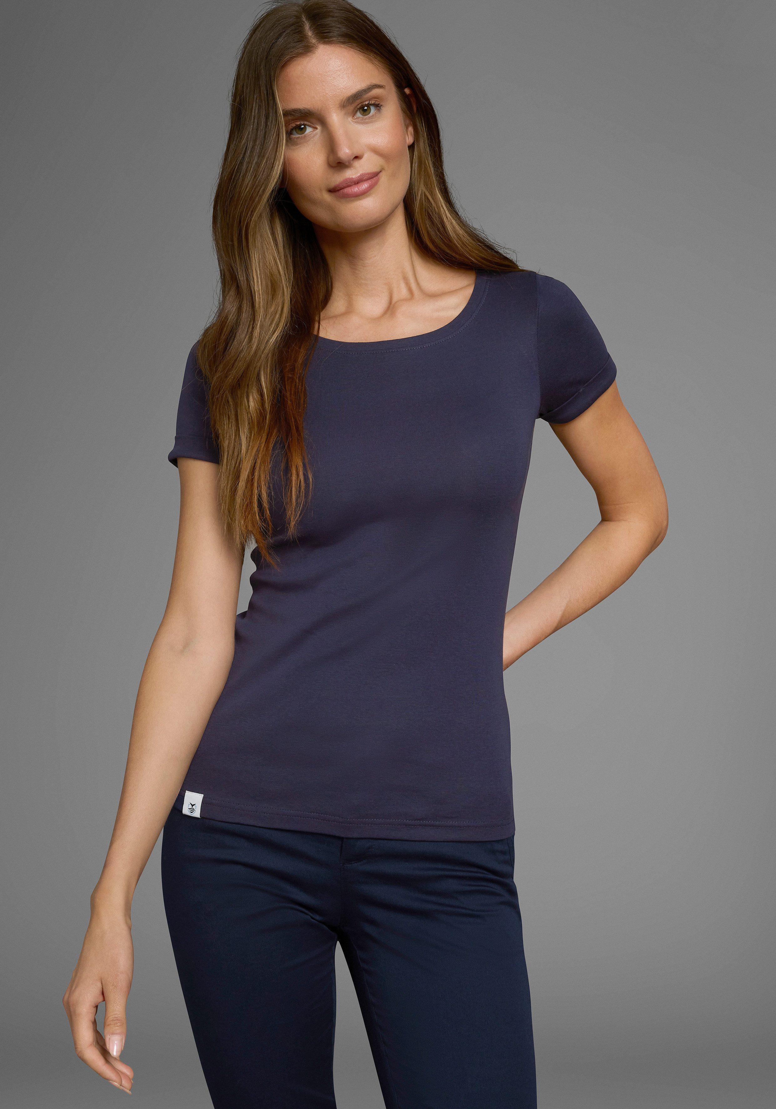 DELMAO T-shirt in maritieme stijl met omgeslagen mouw - nieuwe collectie (2-delig, Set van 2)