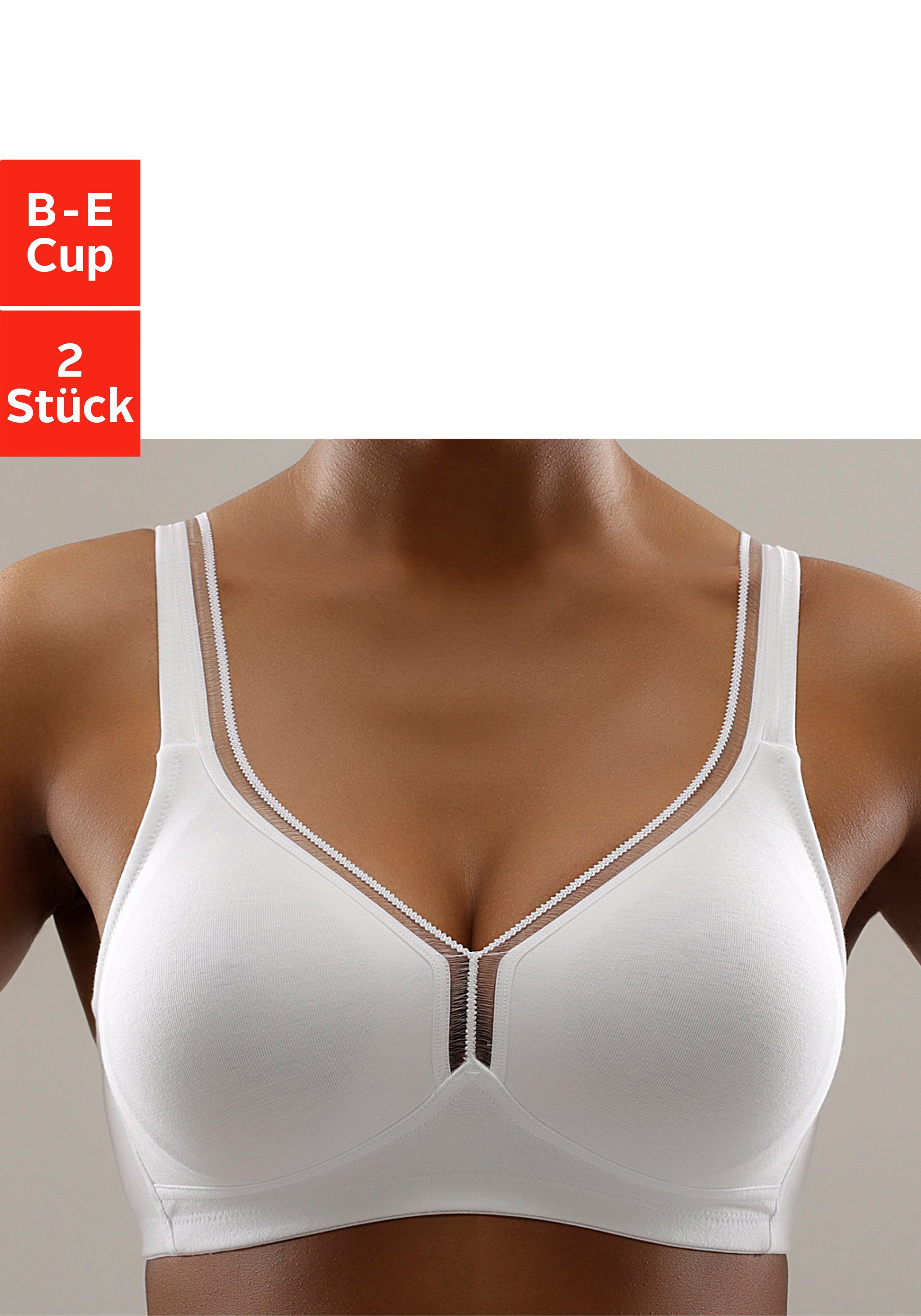 Petite fleur T-shirt-bh zonder beugels van katoen, basic dessous (Set van 2)