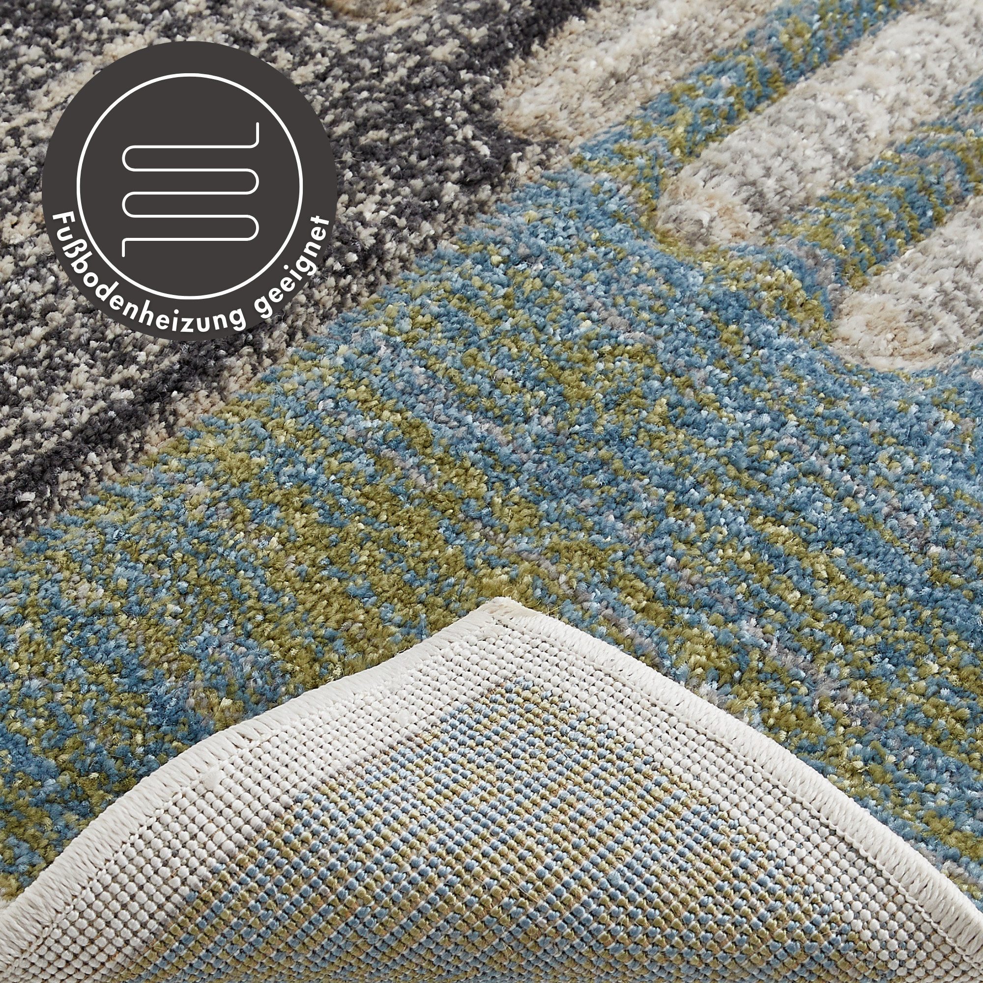 LUXOR living Vloerkleed Toronto Kortpolig, modern patchwork-ontwerp, hoog-laag structuur, woonkamer