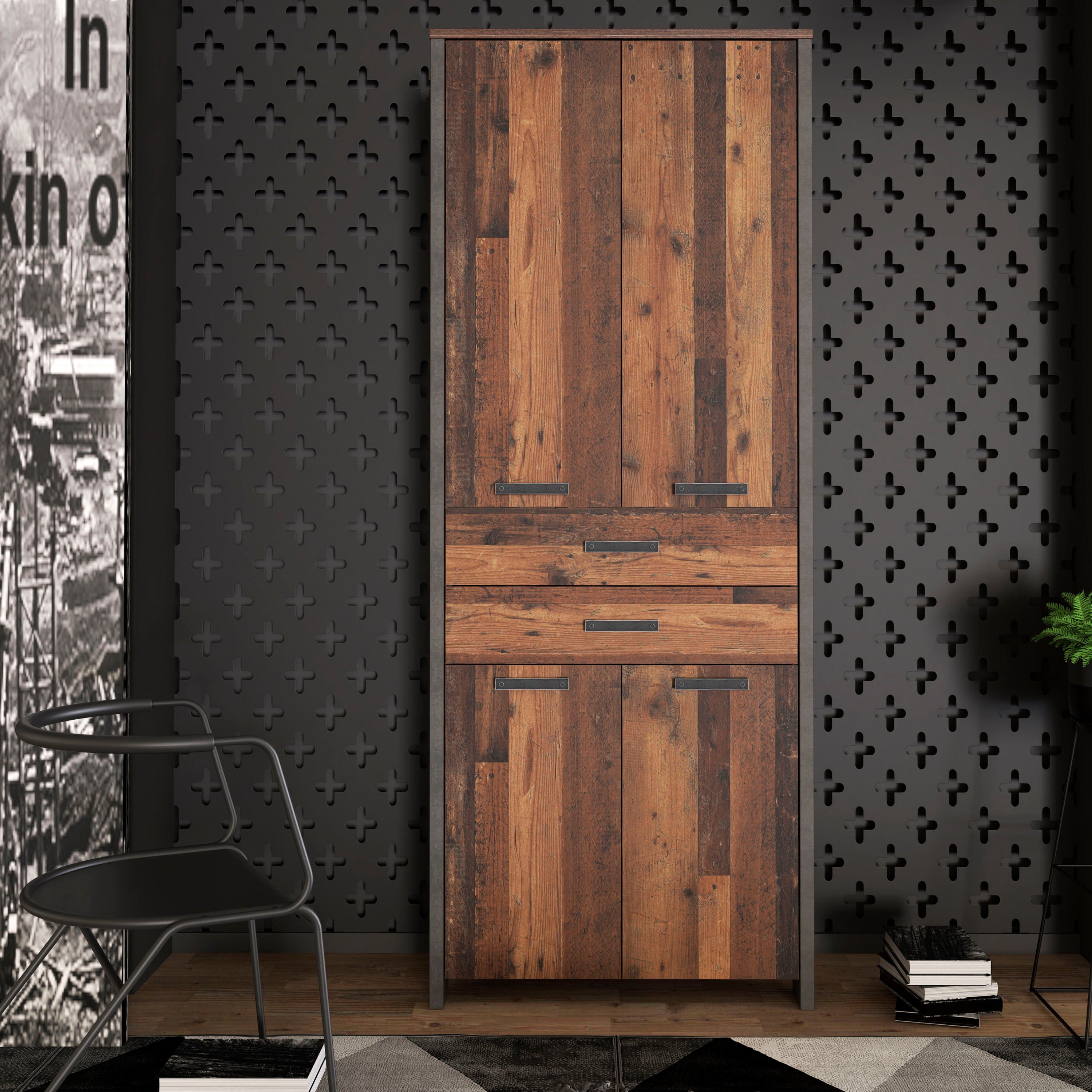 FORTE Archiefkast Clif Multifunctionele kast in industriële stijl, breedte 86 cm x hoogte 220 cm