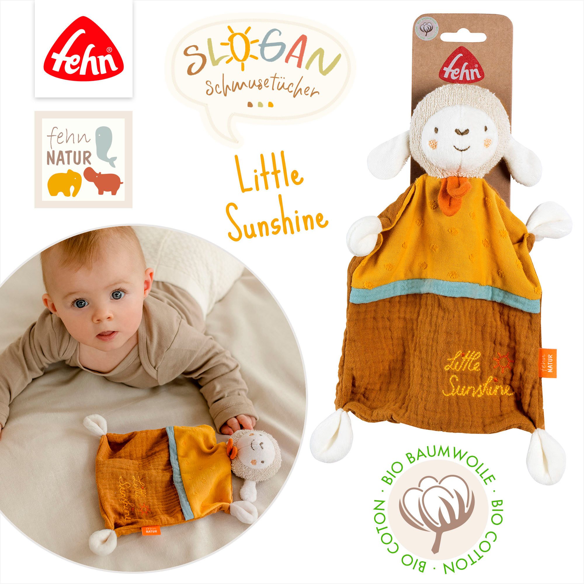 Fehn Knuffeldoek FehnNATUR, Schaap "Sunshine"