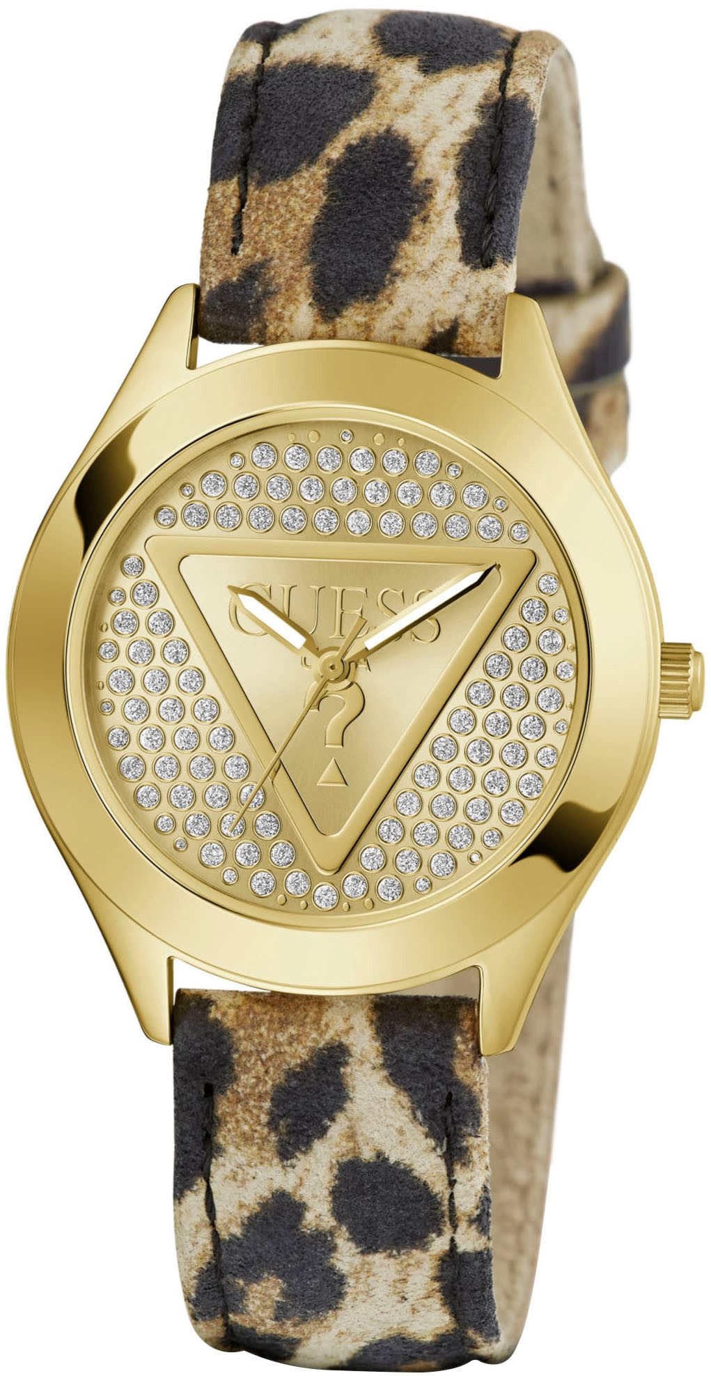 Guess Kwartshorloge GLITZ PLAQUE Horloge, dameshorloge, stalen band, mineraalglas, analoog