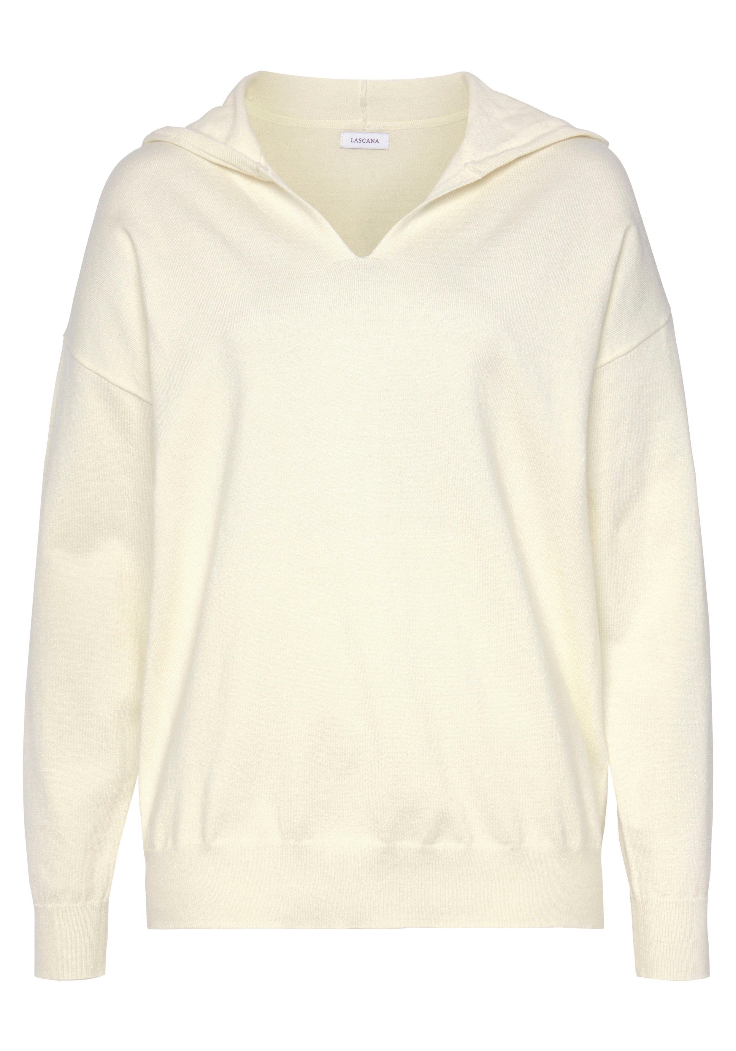 Lascana Gebreide trui Hoodie Capuchonsweatshirt van zachte viscosemix loungewear
