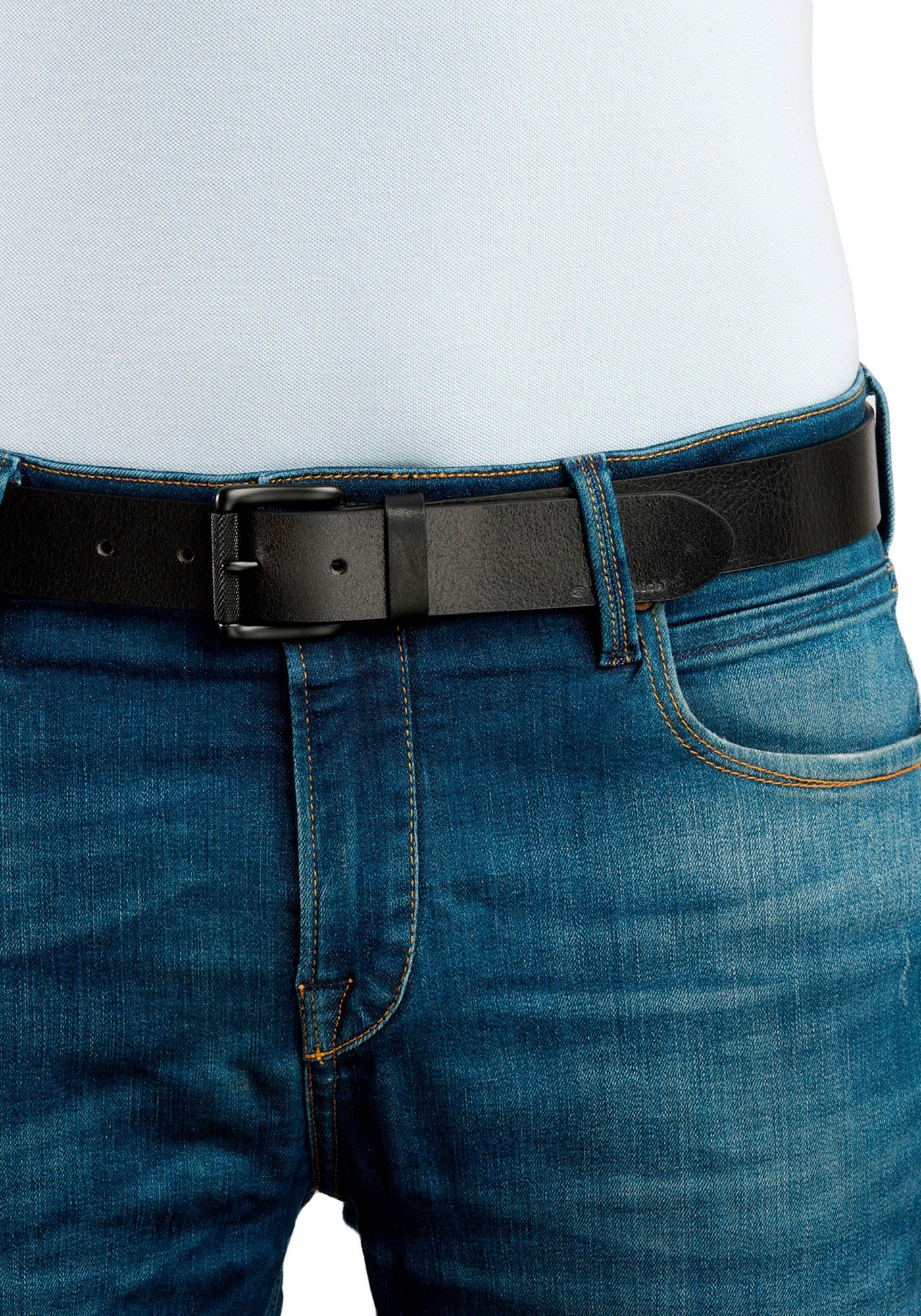 Tom Tailor Leren riem TTJASPER 3,5 cm brede herenriem, ideaal voor jeans tot maat 120