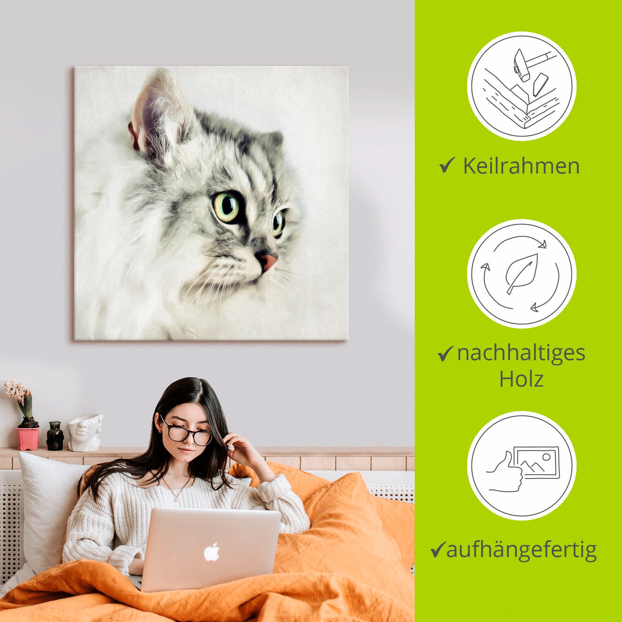 Artland Artprint Kattenportret als artprint op linnen, poster, muursticker in verschillende maten