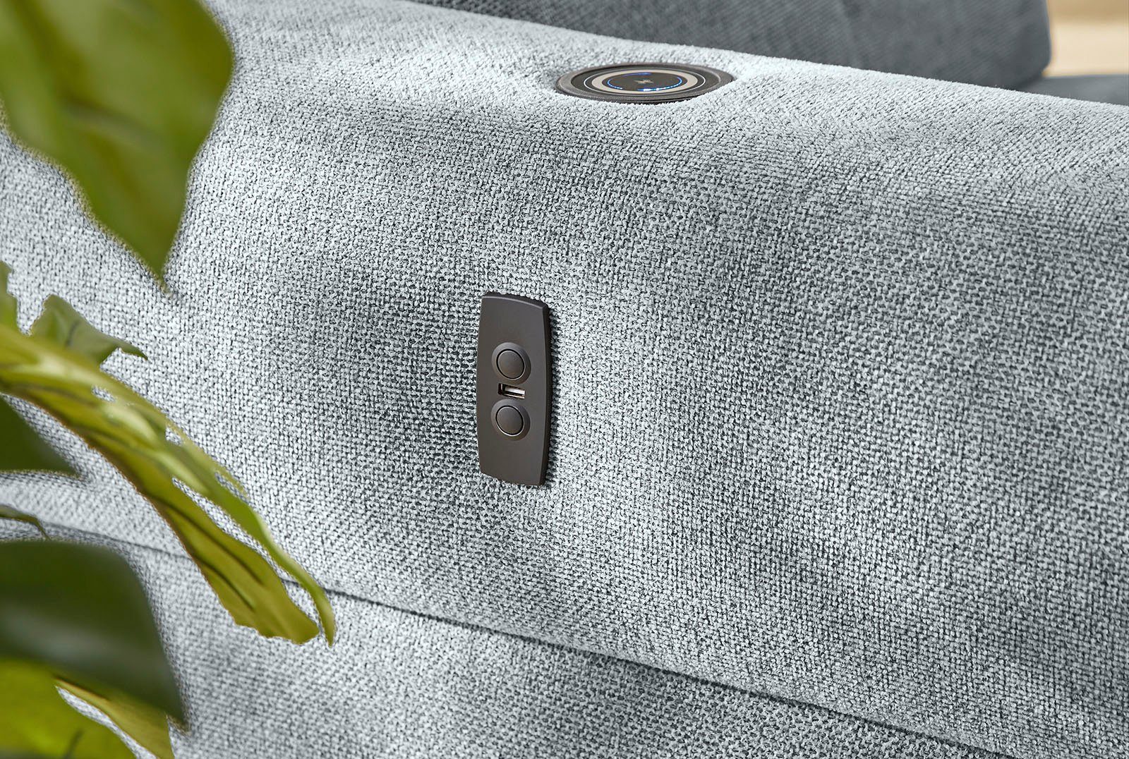 Jockenhöfer Gruppe Hoekbank Monaco L-model met door een elektromotor aangedreven relaxfunctie en