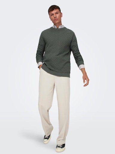 ONLY & SONS Trui met ronde hals ONSKALLE REG 12 STRUC CREW KNIT NOOS