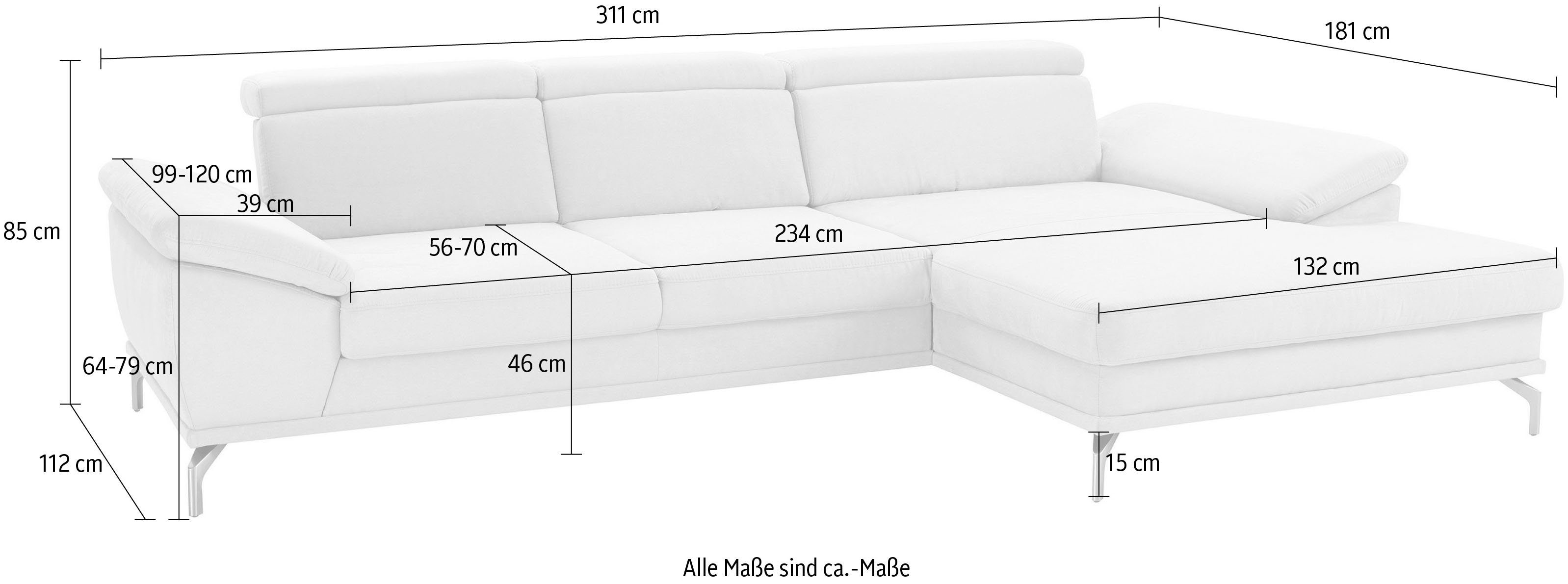 sit&more Hoekbank Scorpio L-vorm inclusief zitdiepteverstelling, naar keuze met verstelbaar hoofdeind