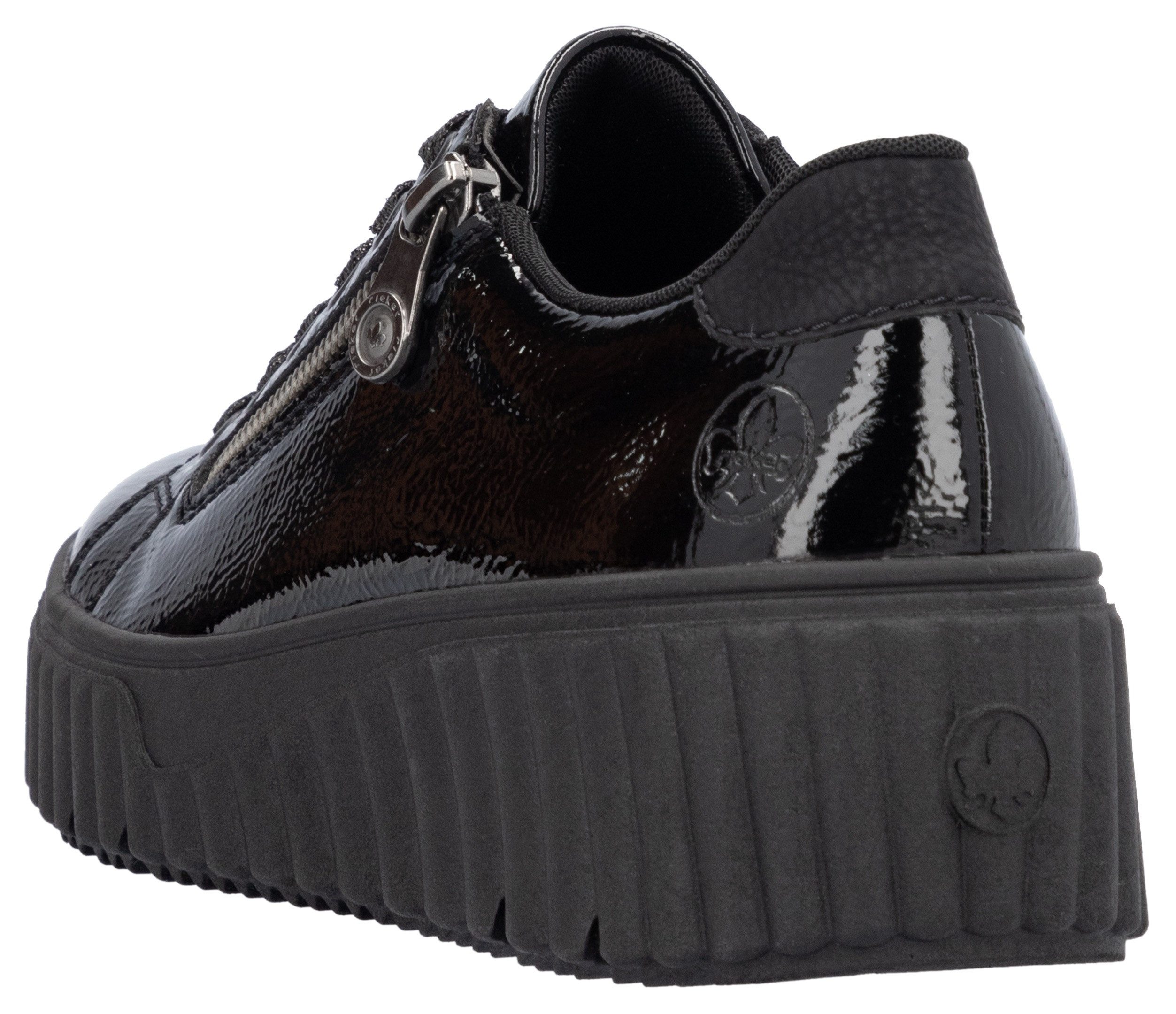Rieker Plateausneakers vrijetijdsschoen, lage schoen, veterschoen met plateauzool