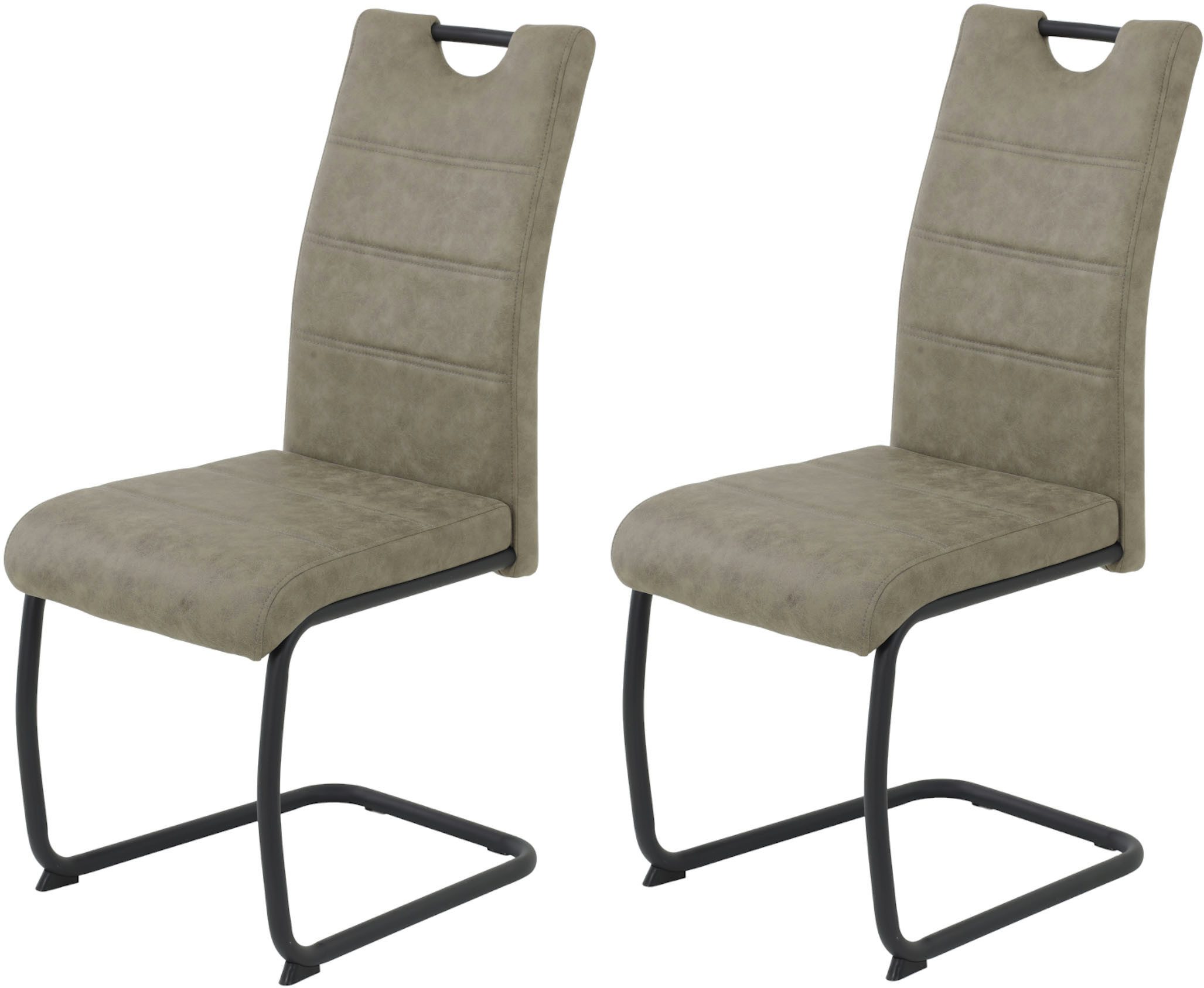 HELA Vrijdragende stoel DUNJA Schommelstoel, vintage look, met handvat, rond buisframe (set, 2 stuks)