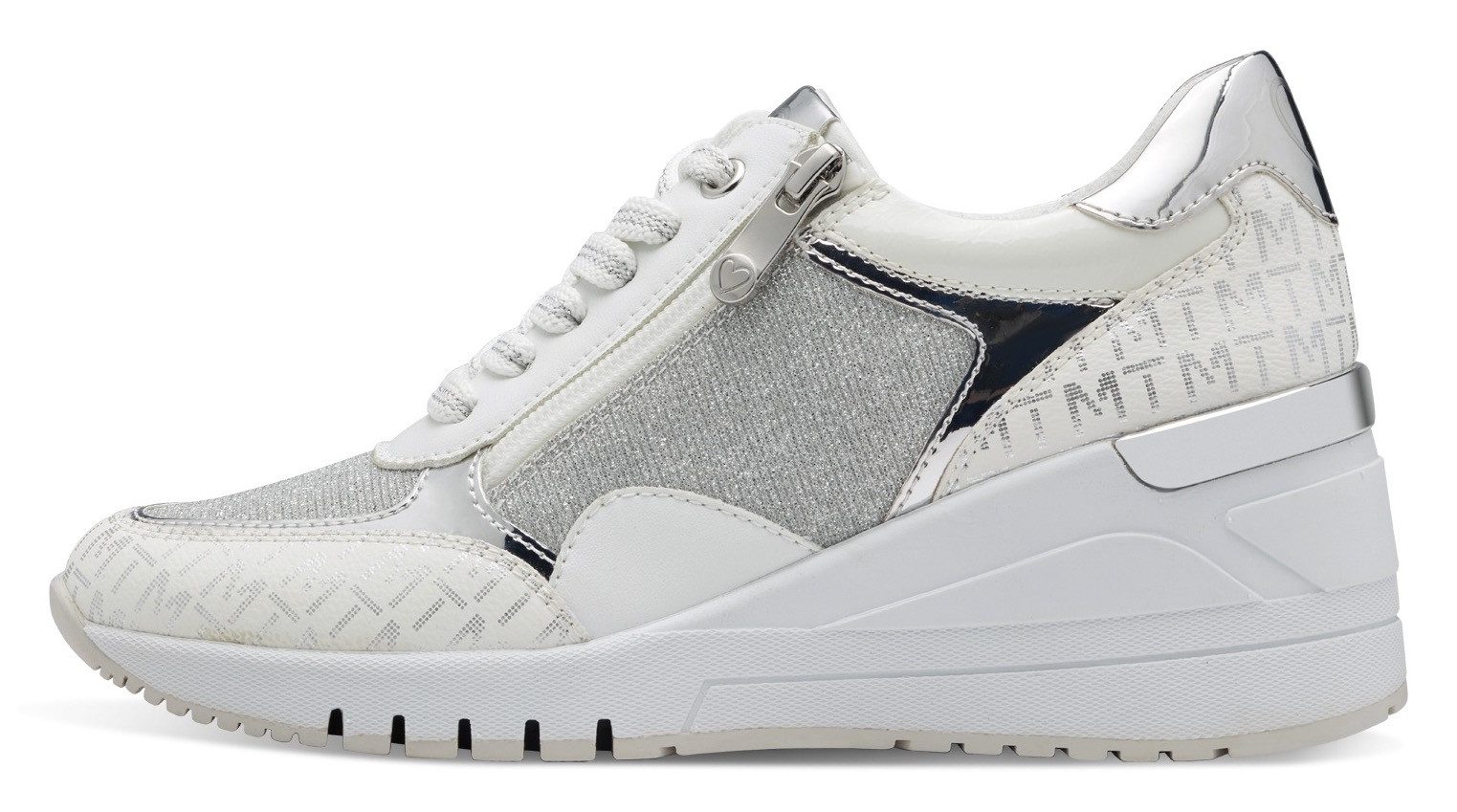 Marco Tozzi Sneakers met sleehak vrijetijdsschoen, lage schoen, veterschoen in vegan uitvoering