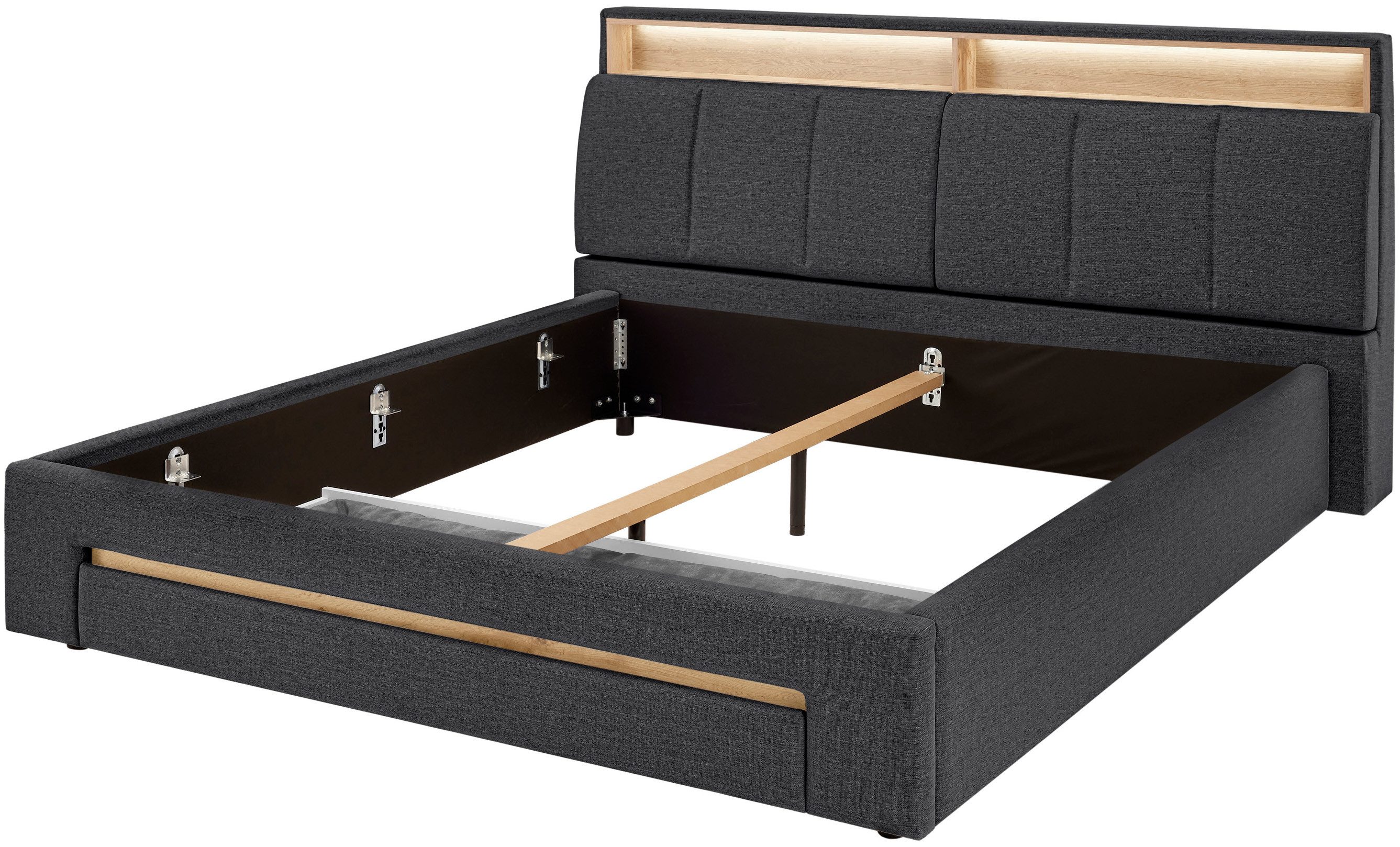 INOSIGN Gestoffeerd bed CiTY/GiRON,, gepolsterd opbergbed, met LED-verlichting Bedkisten met hondenbed of als opbergruimte, opklapbare hoofdeinden