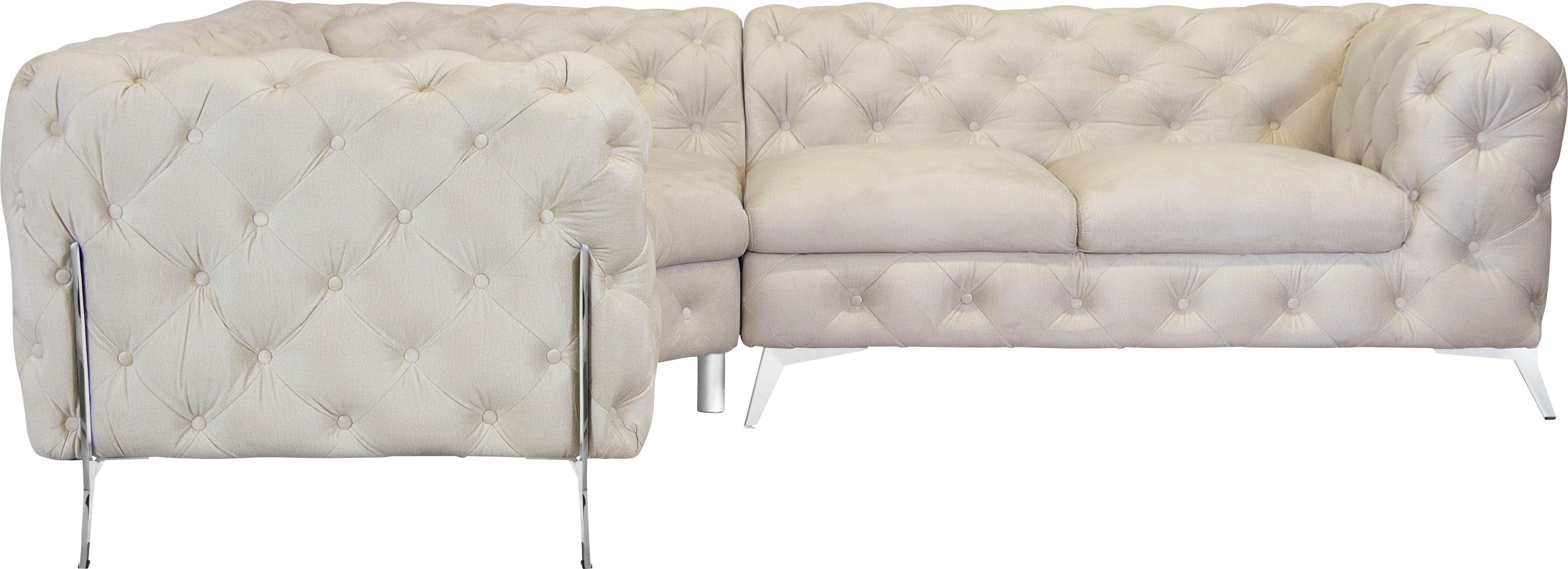 Leonique Chesterfield-bank Amaury L-vorm Chesterfield-look, bxd elk 262 cm, kleur van de poten ter keuze