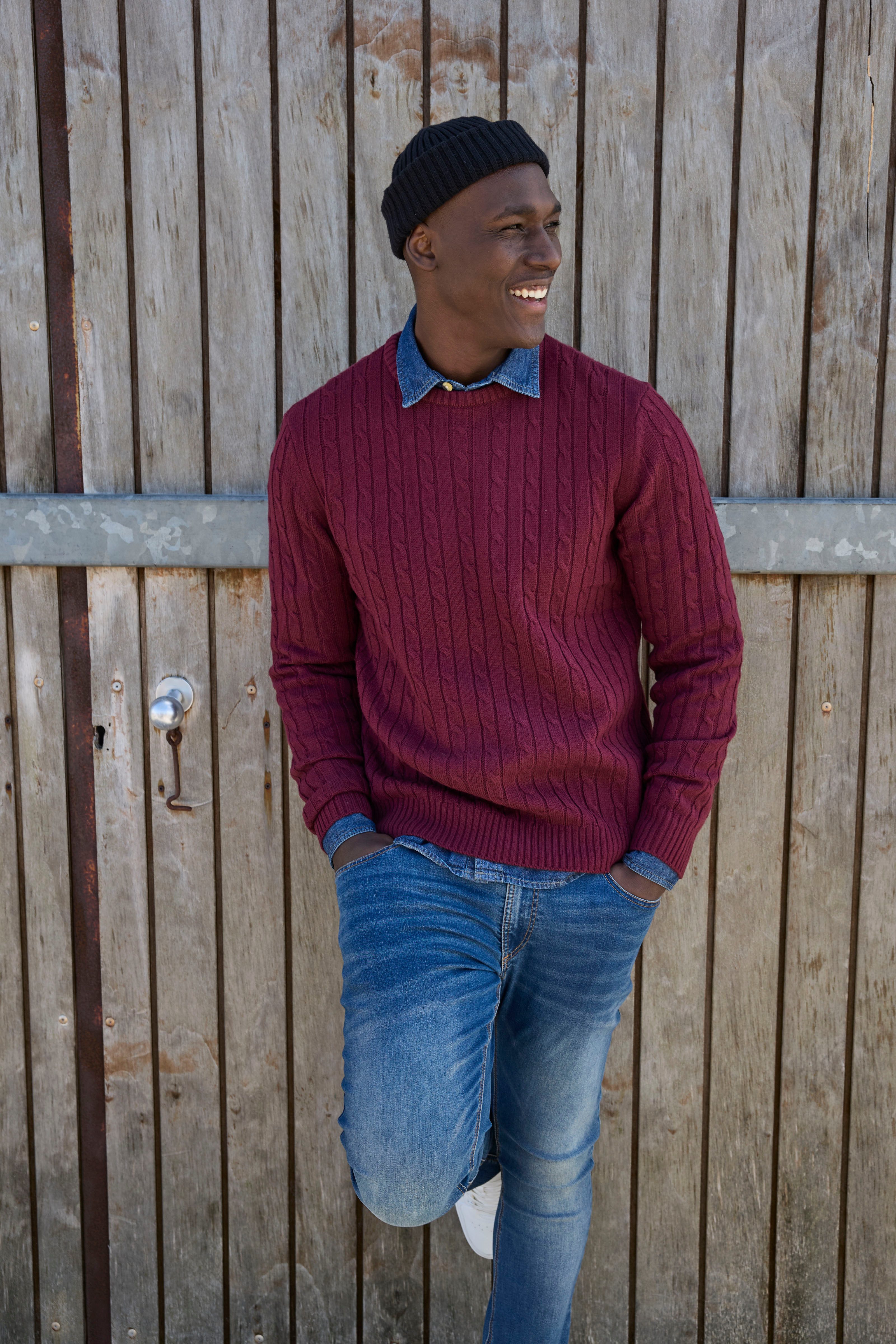 Man's World Trui met ronde hals Nieuwe collectie! Highlight all-over kabelpatroon!