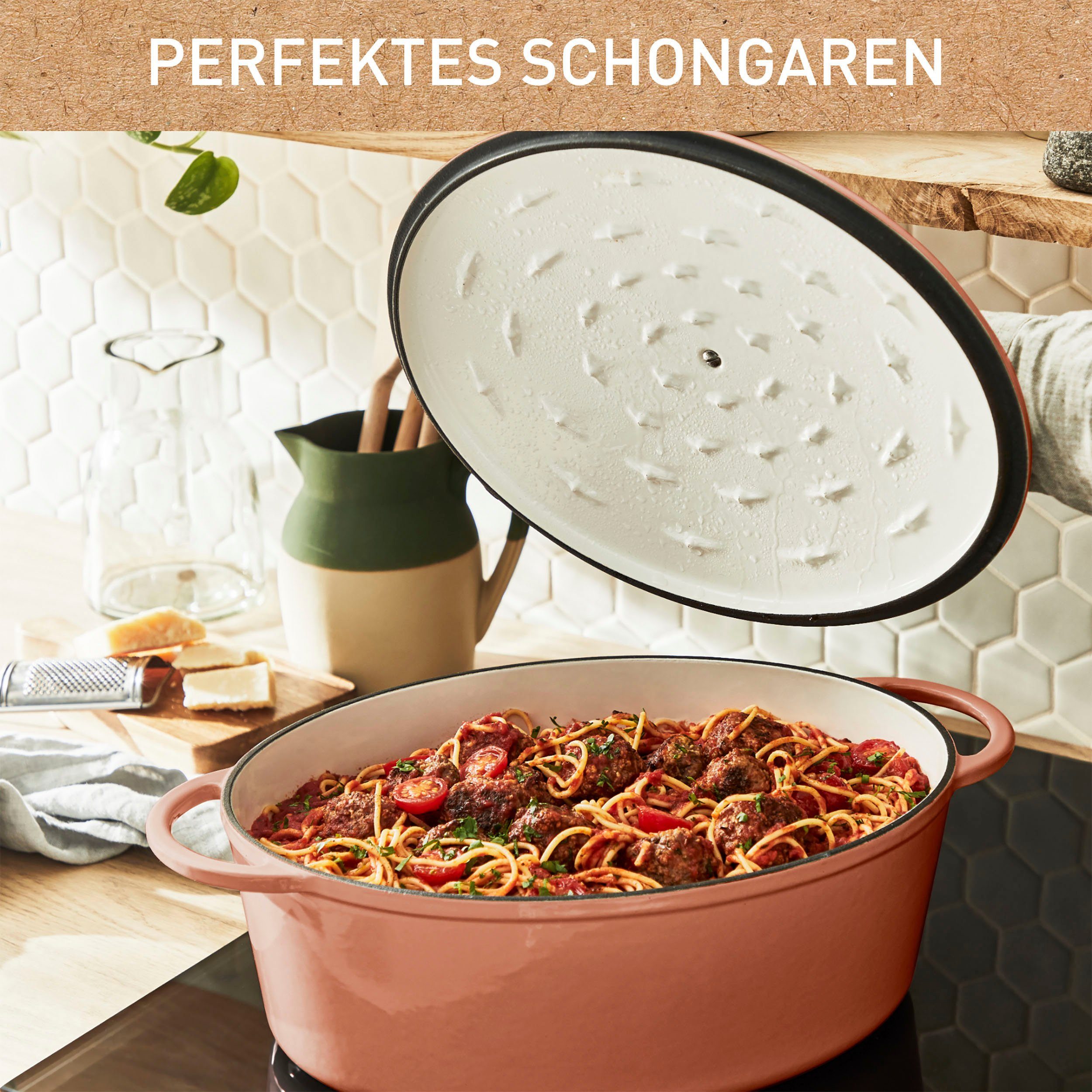 Tefal Braadpan LOV braadpan met deksel, Ø 34 cm, ovaal Inductie, geschikt voor alle soorten fornuizen, incl. e-book (1-delig)