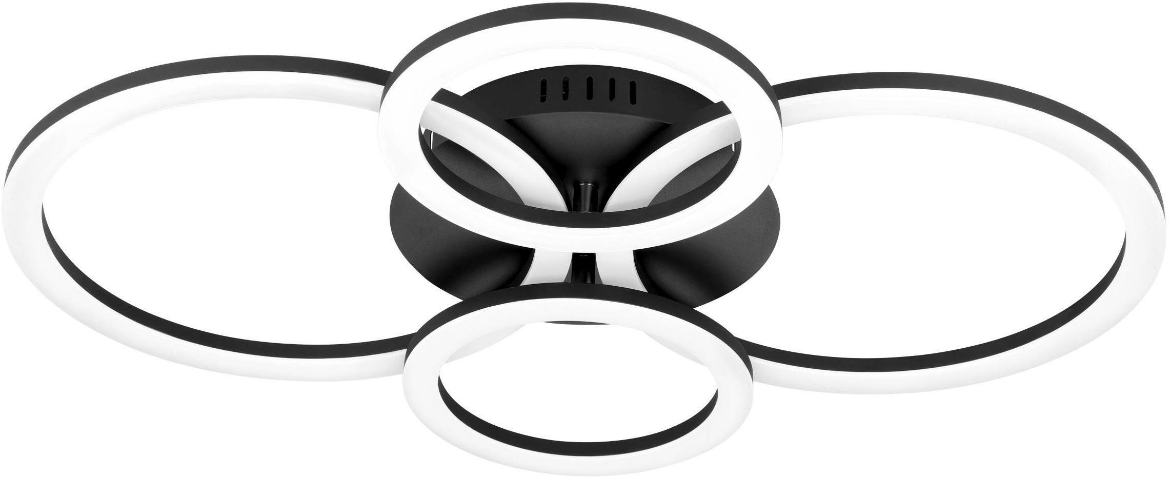 EGLO Plafondlamp PARRAPOS-Z plafondlamp zwart, instelbaar wit, ZigBee 3.0, disco-modus App /spraakbesturing Alexa, ‎‎‎‎‎‎‎‎‎45x61,5x8cm, excl. afstandsbediening (1 stuk)