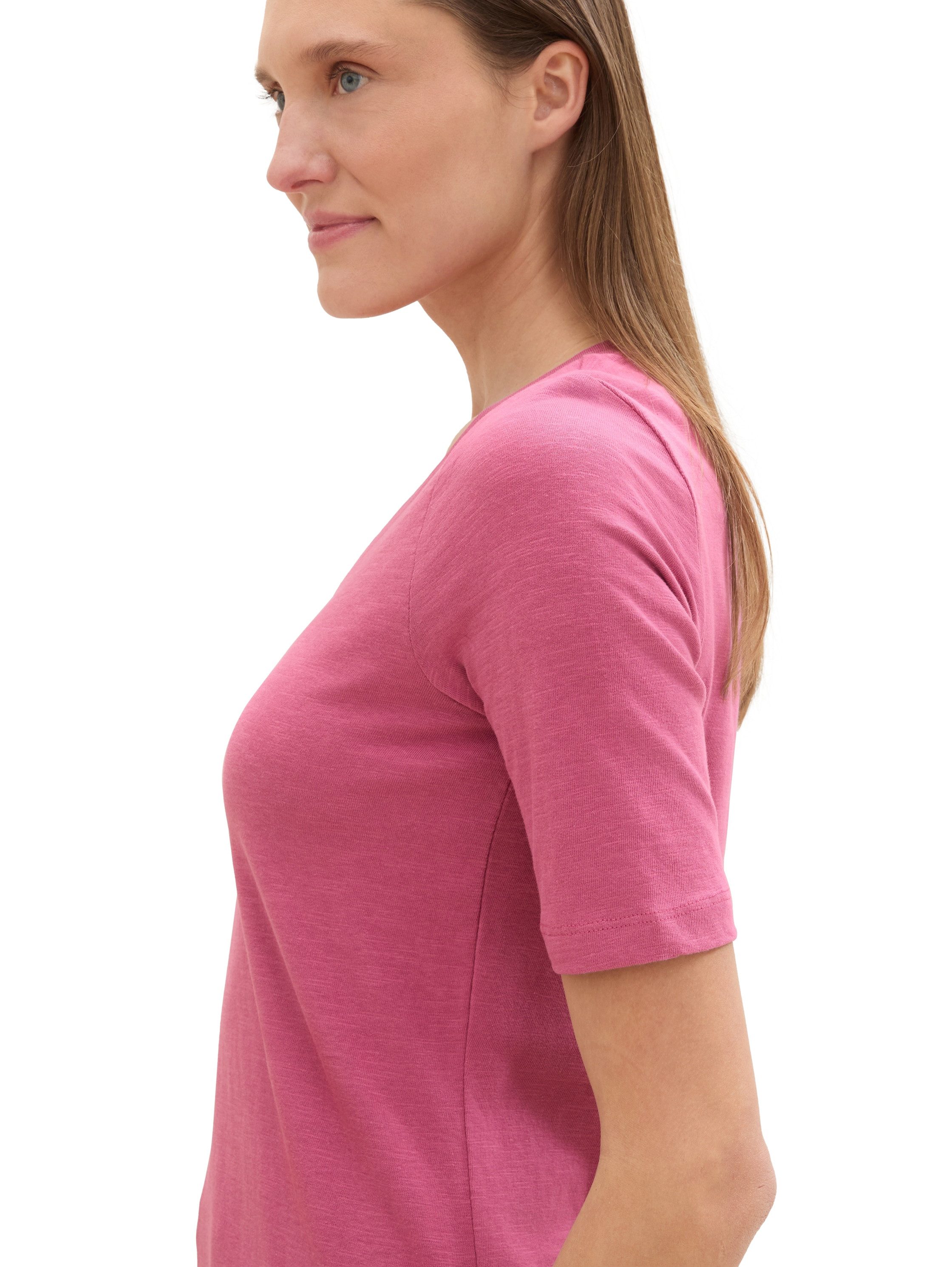 Tom Tailor Shirt met V-hals met bio-katoen
