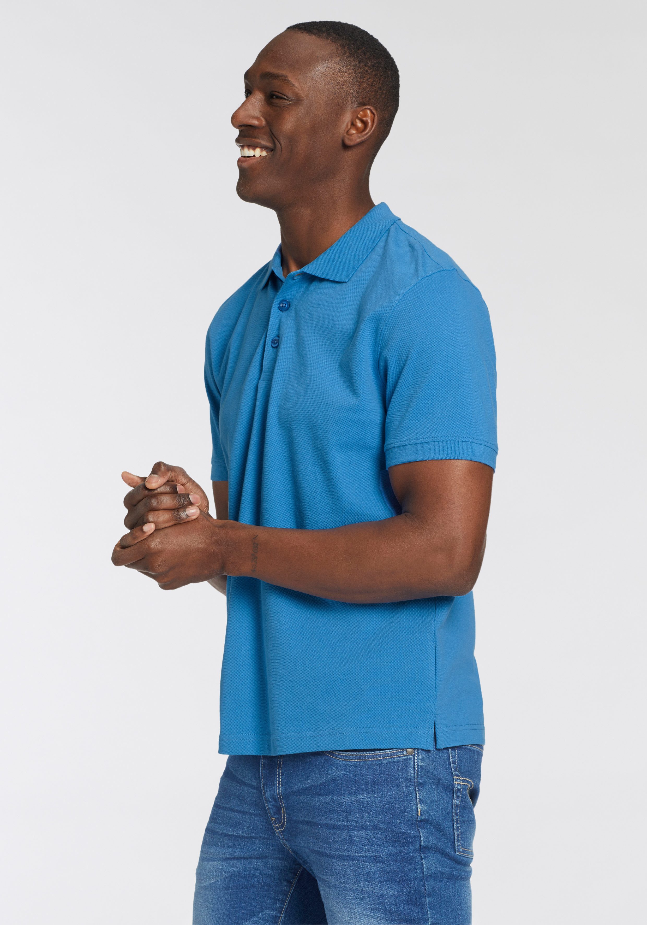 Man's World Poloshirt Korte mouwen, losse pasvorm, effen