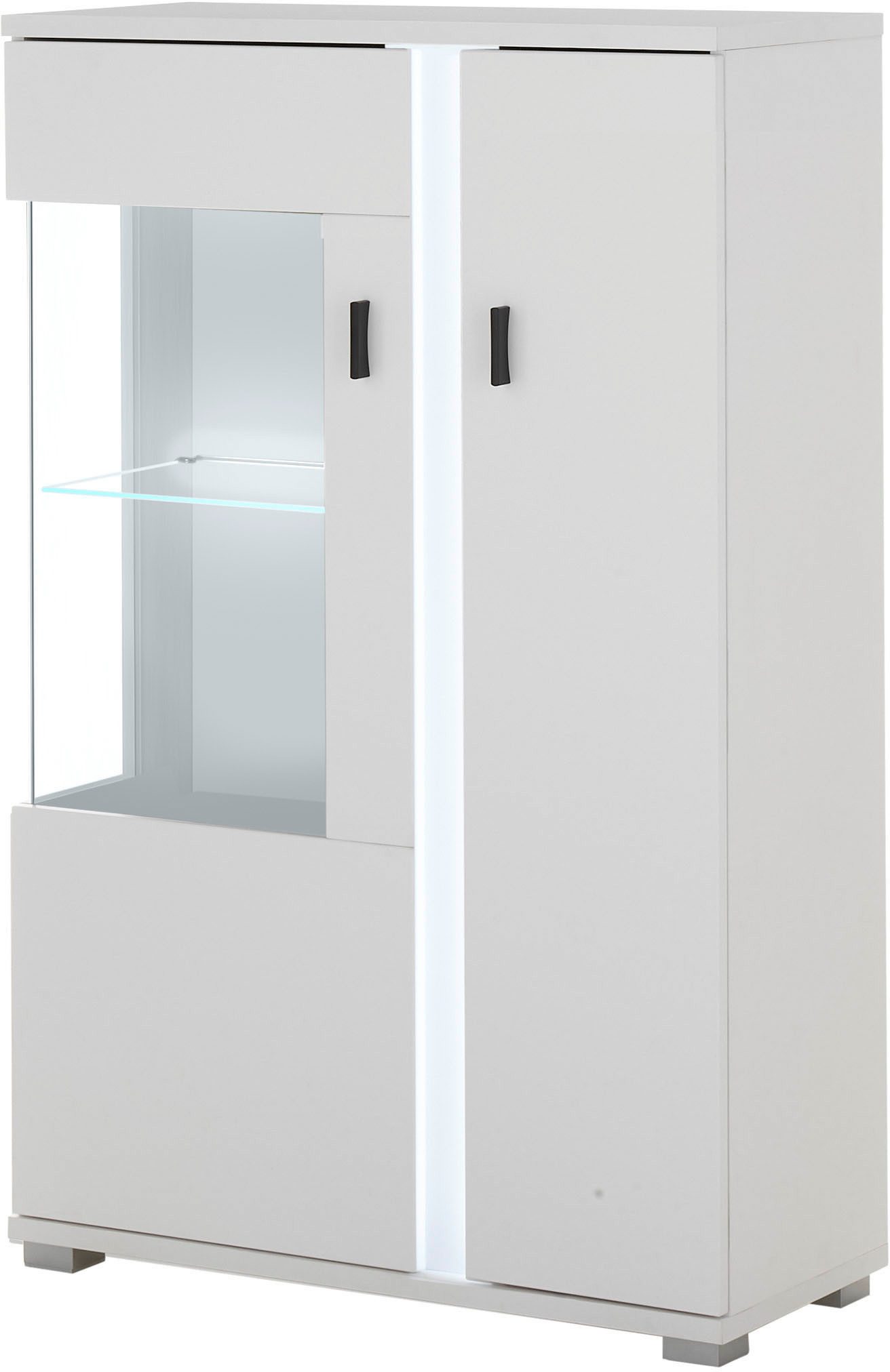 INOSIGN Vitrinekast Long Island in moderne trendkleur, inclusief verticale verlichting, breedte 80 cm (1 stuk)