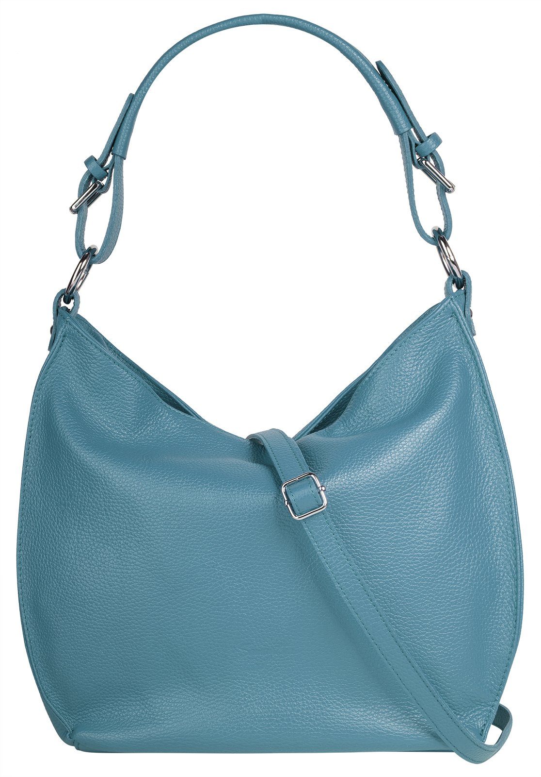 Samantha Look Shopper echt leer, made in italy dames shoppers blauw