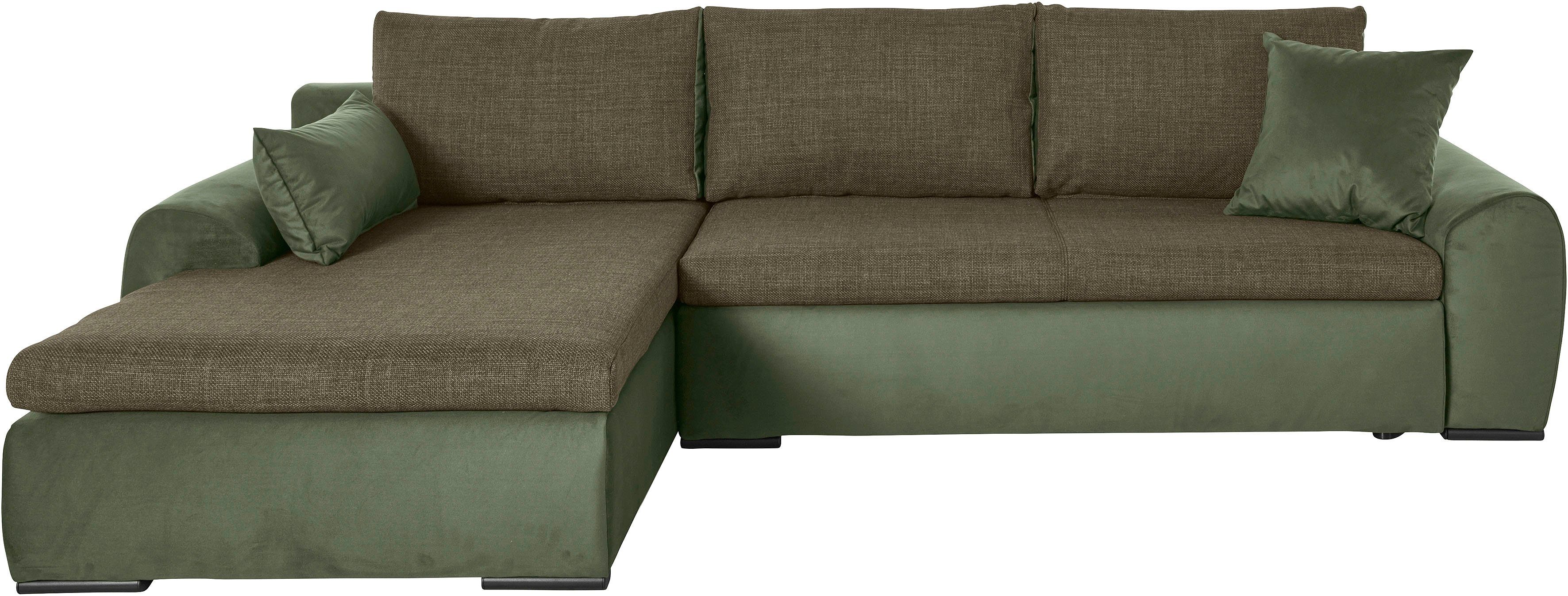 Home affaire Hoekbank Win, L-vorm, breedte 285cm optioneel met slaapfunctie en bedkast, taupe, corduroy