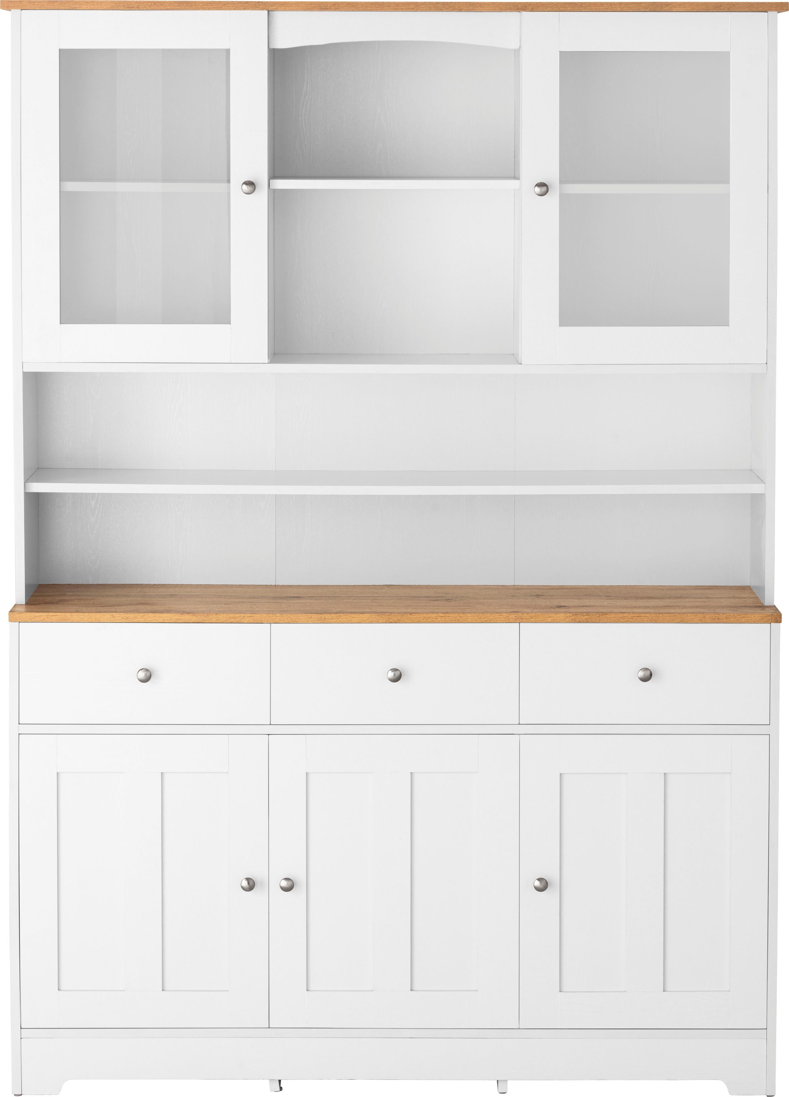 Home affaire Buffetkast Kate Breedte 128 cm, met glasdeuren en houten deuren, metalen grepen, hoogte 182 cm