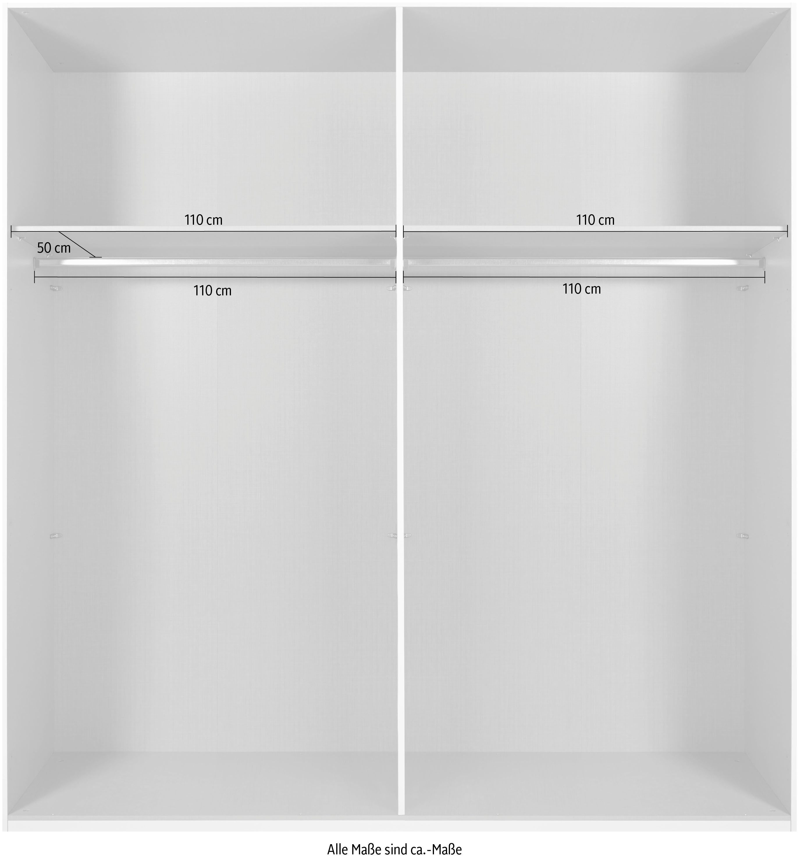Wimex Schuifdeurkast Easy Plus, kledingkast Made in Germany met glazen inzet/ rookglas, vele breedtes beschikbaar, zwarte handgrepen