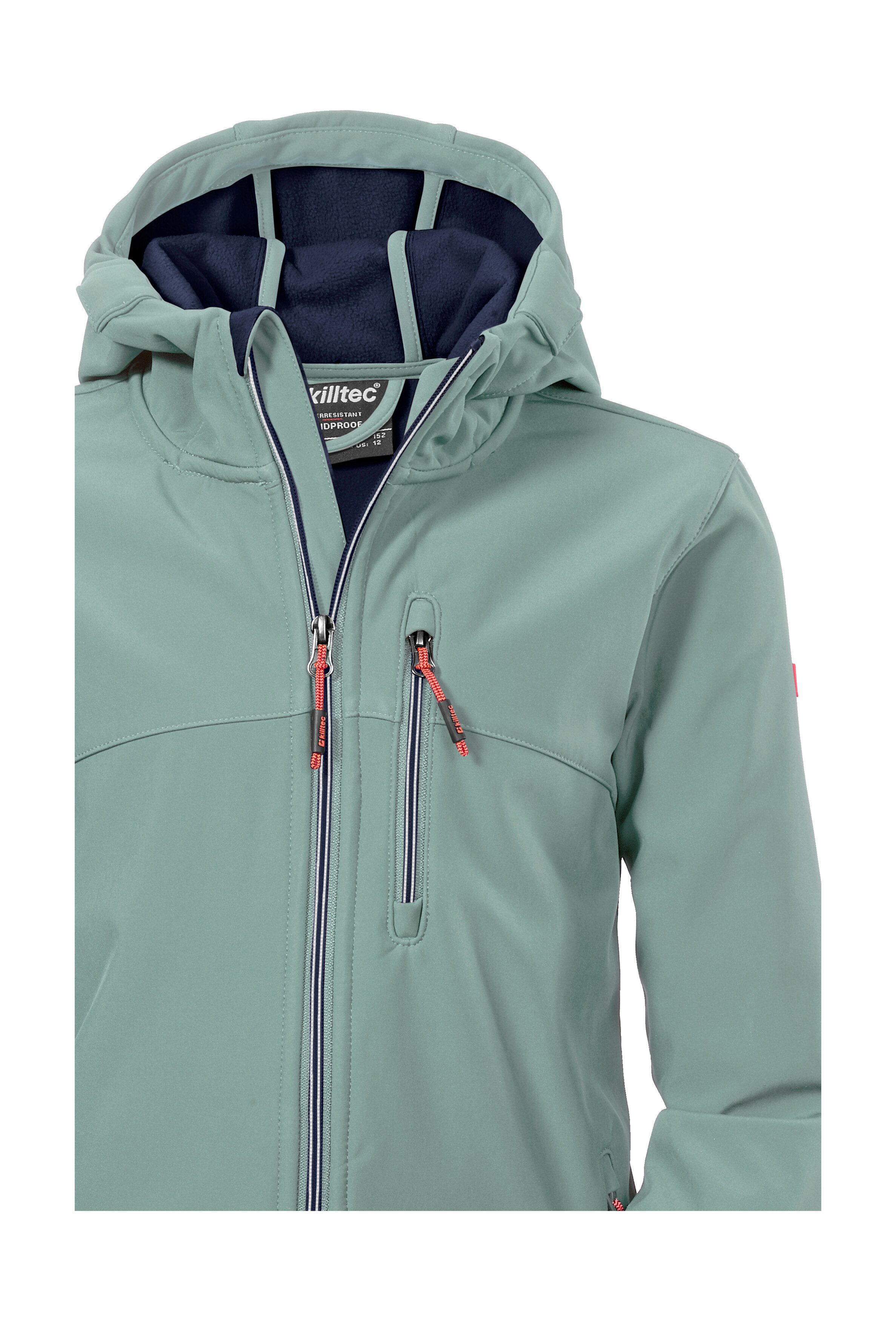 Killtec Softshell-jack Girls softshell-jack Waterafstotend, verstelbare capuchon en mouwen, fleece binnenvoering
