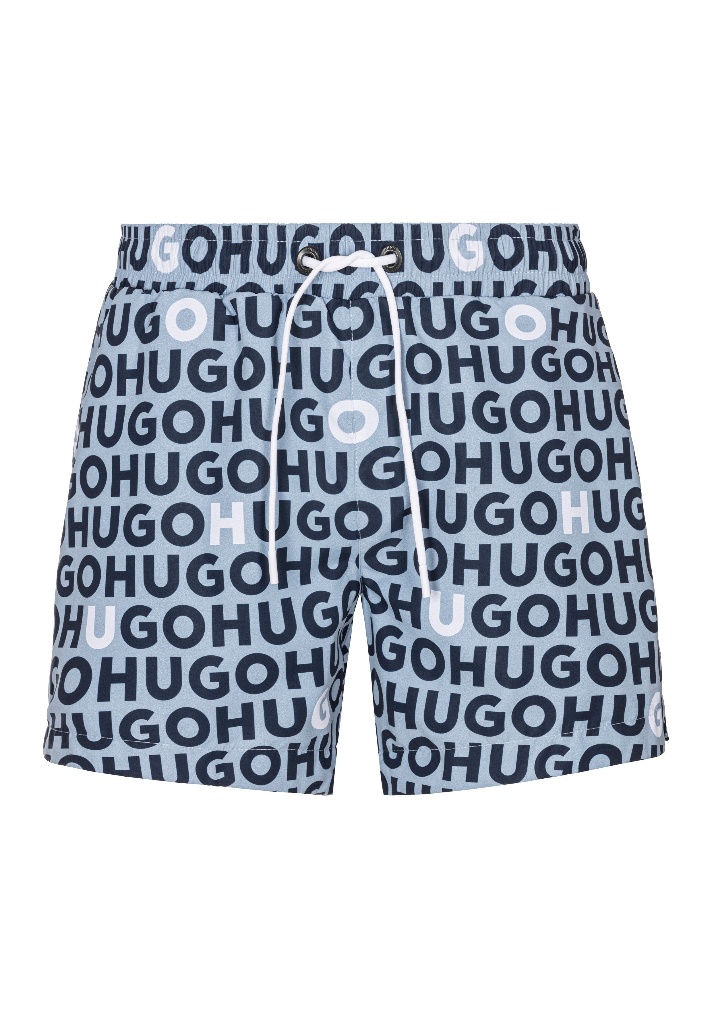 HUGO underwear Zwembroek Tortuga met allover logo-tekst