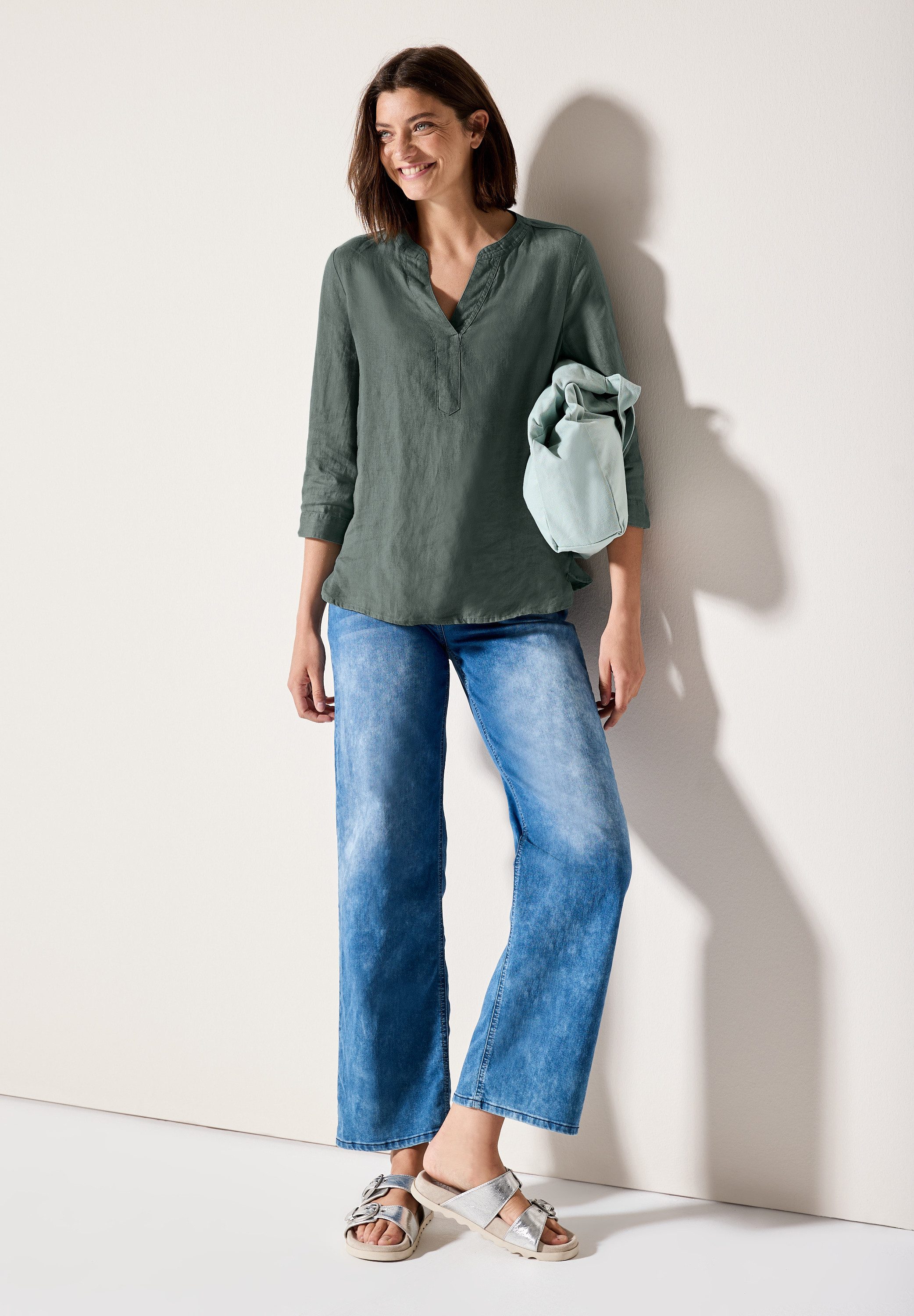 Cecil Blouse zonder sluiting met 3/4-mouwen en turn-up