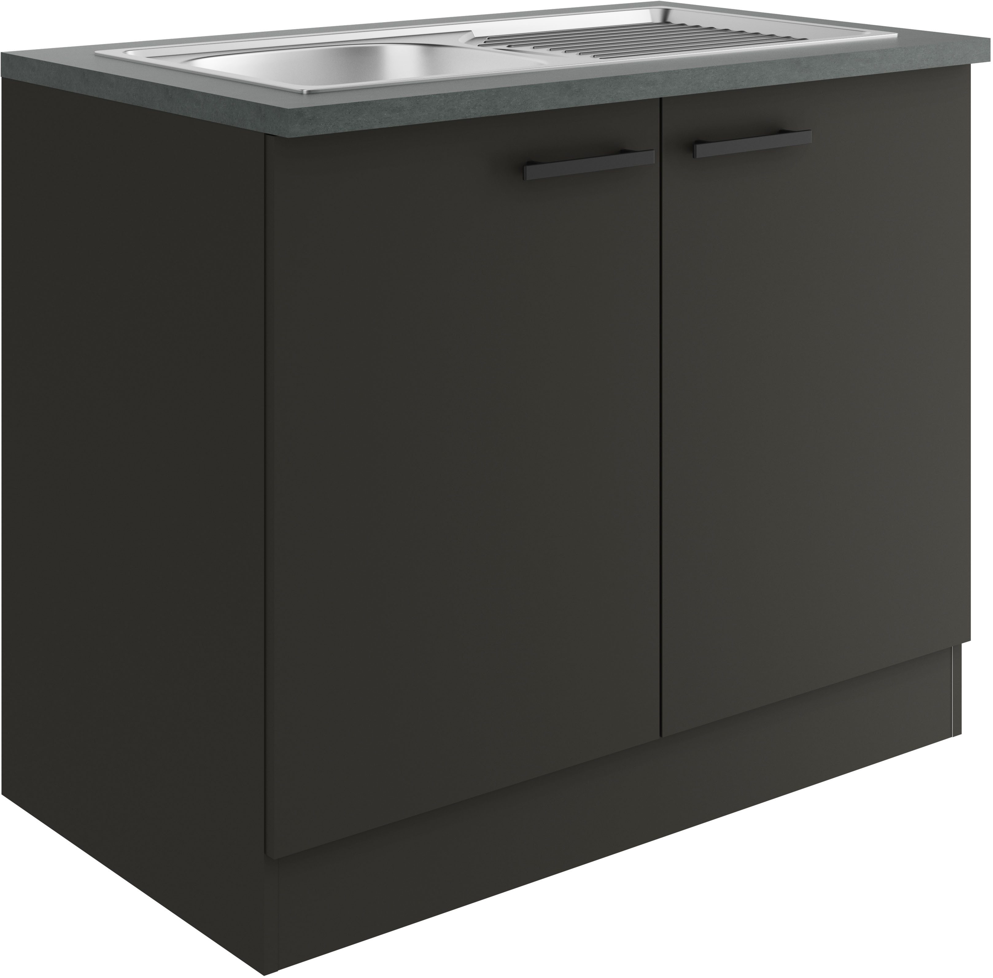 OPTIFIT Gootsteenkast Palma Breedte 100 cm, inclusief inbouwspoelbak gootsteenkasten grijs