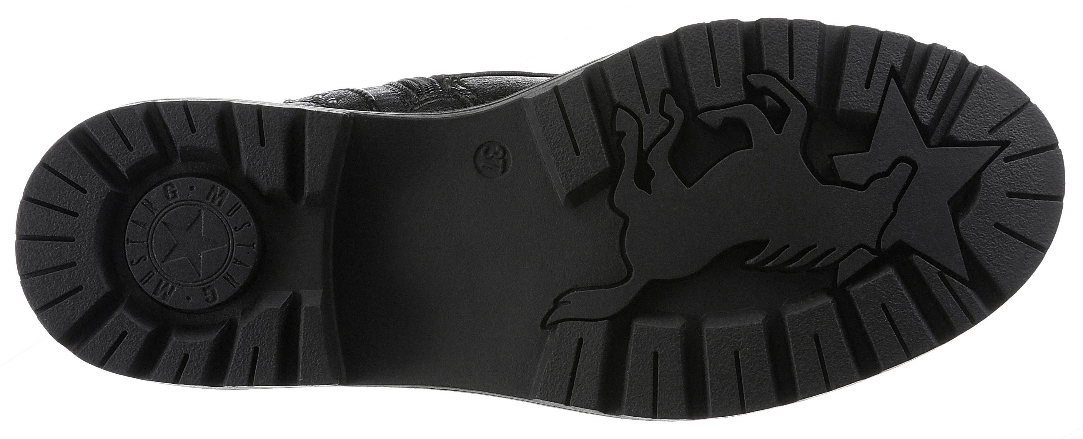 Mustang Shoes Winterlaarzen hakken, winter enkellaars, veterschoenen, nagels en decoratieve naden