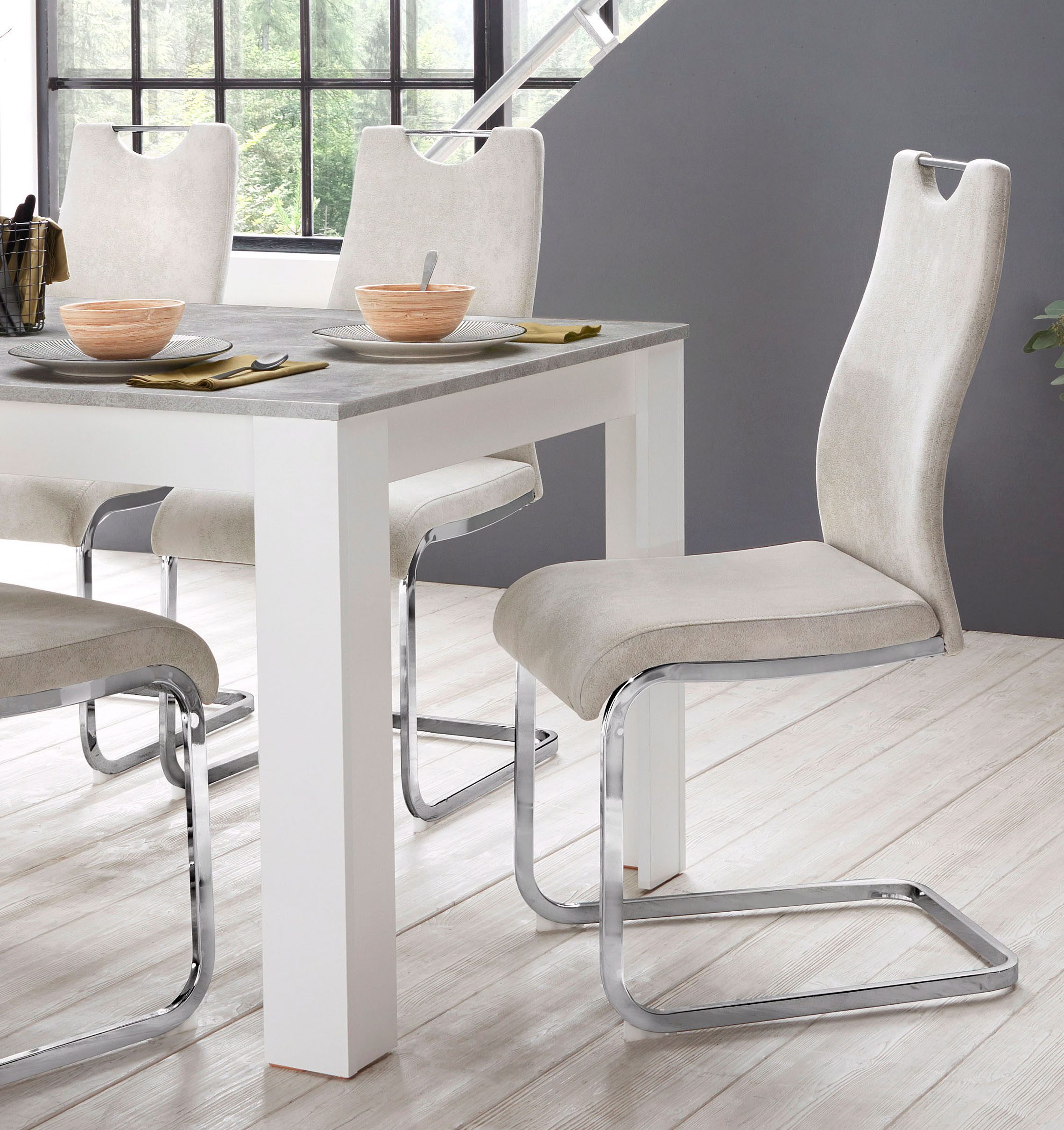Home affaire Eethoek Milano 4 stoelen en 1 tafel (set, 5-delig)