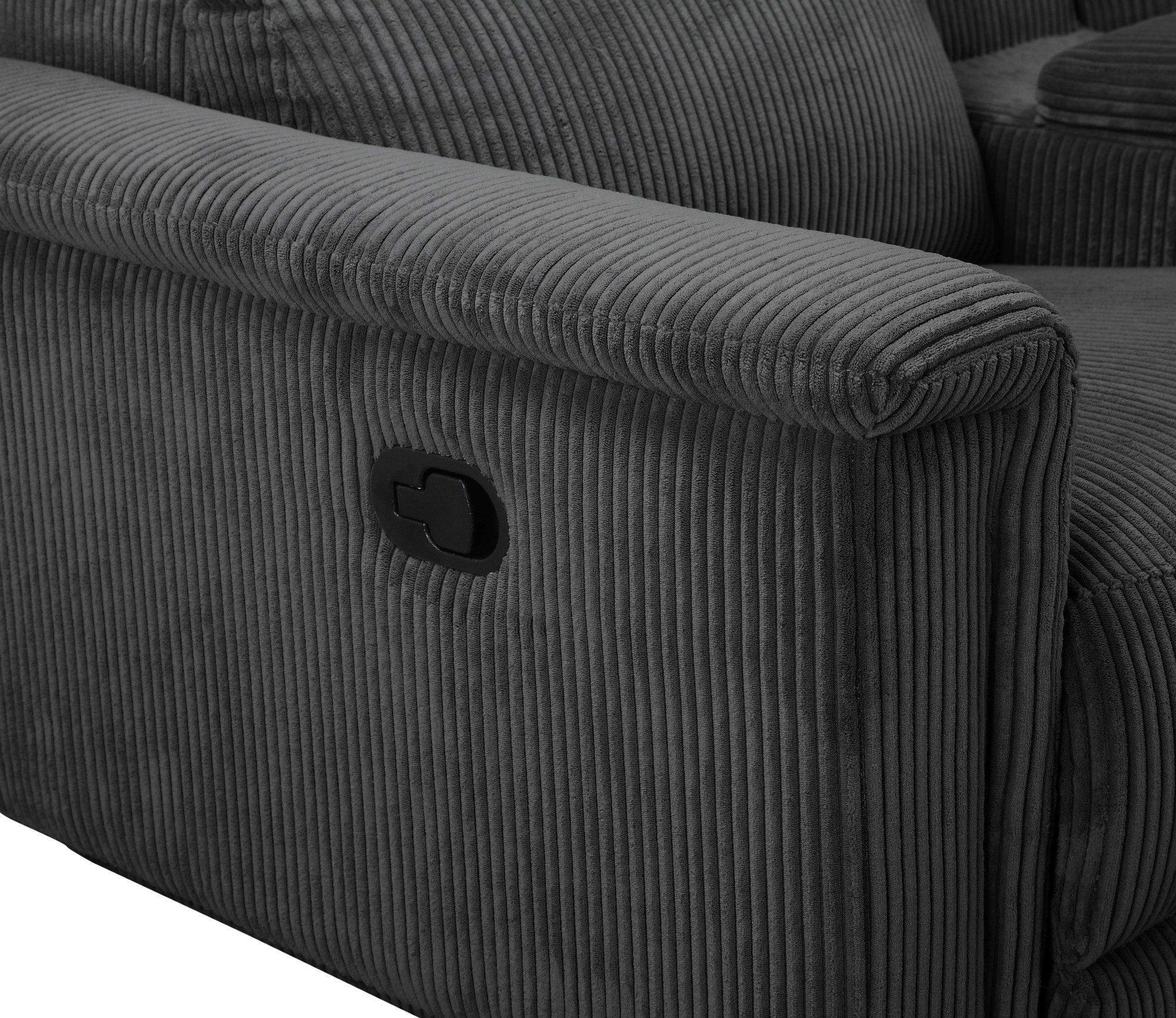 Places of Style 2-zitsbank Lund in cord, 2-zits bioscoopbank, tv-fauteuil, multimedia-sofa, USB-A met elektrische of handmatige relaxfunctie, bekerhouder en opbergruimte
