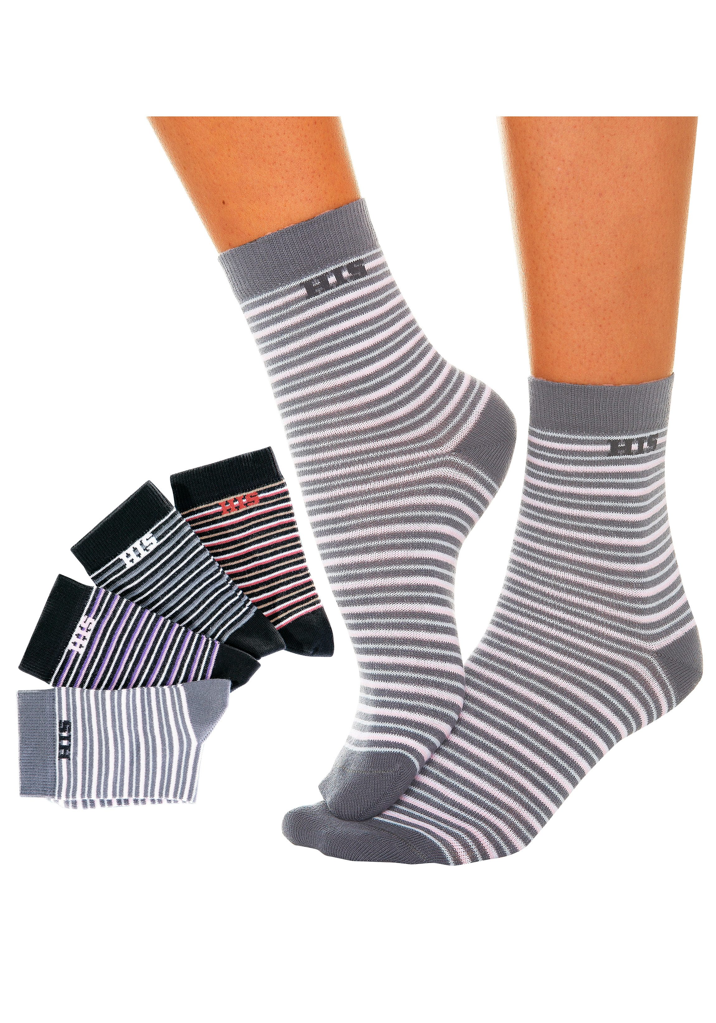H.I.S Basic sokken met ingebreid logo (set, 4 paar)