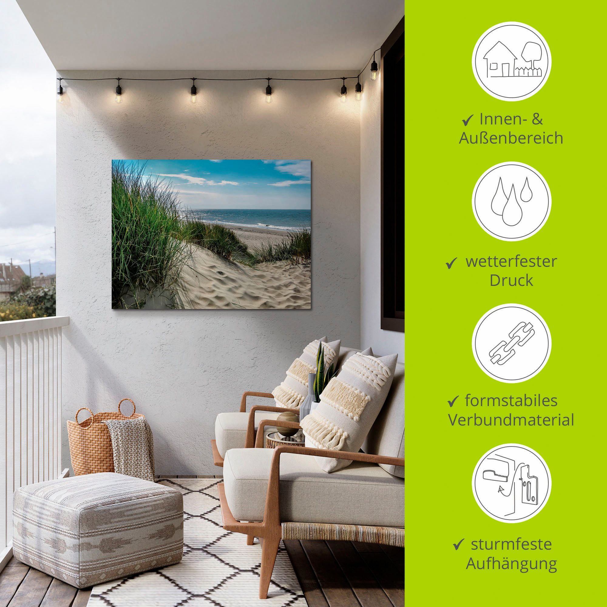 Artland Artprint Duinlandschap in de zomer aan de Noordzee als artprint van aluminium, artprint voor buiten, artprint op linnen, poster, muursticker