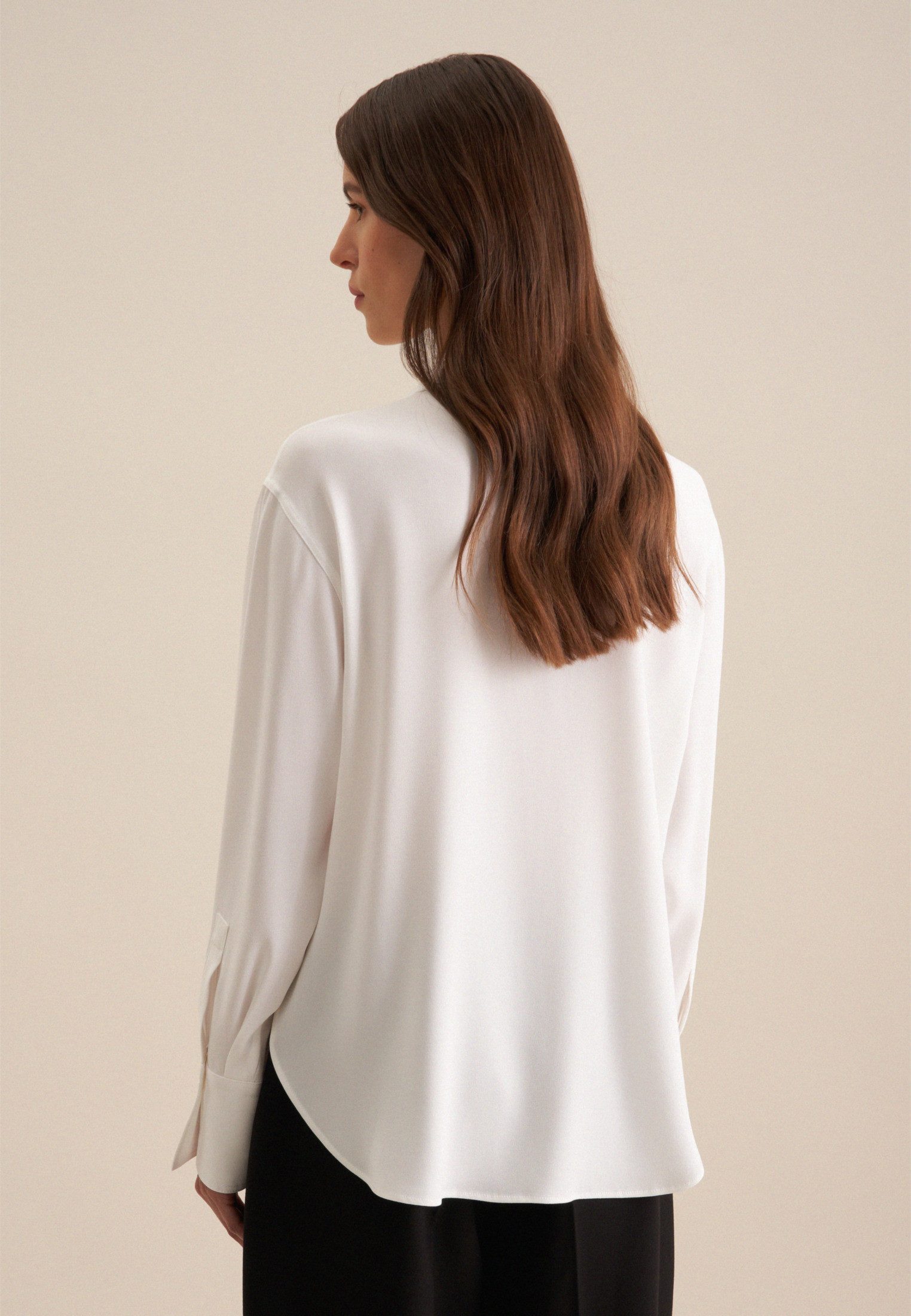 seidensticker Overhemdblouse Zwarte roos Lange mouwen kraag uni