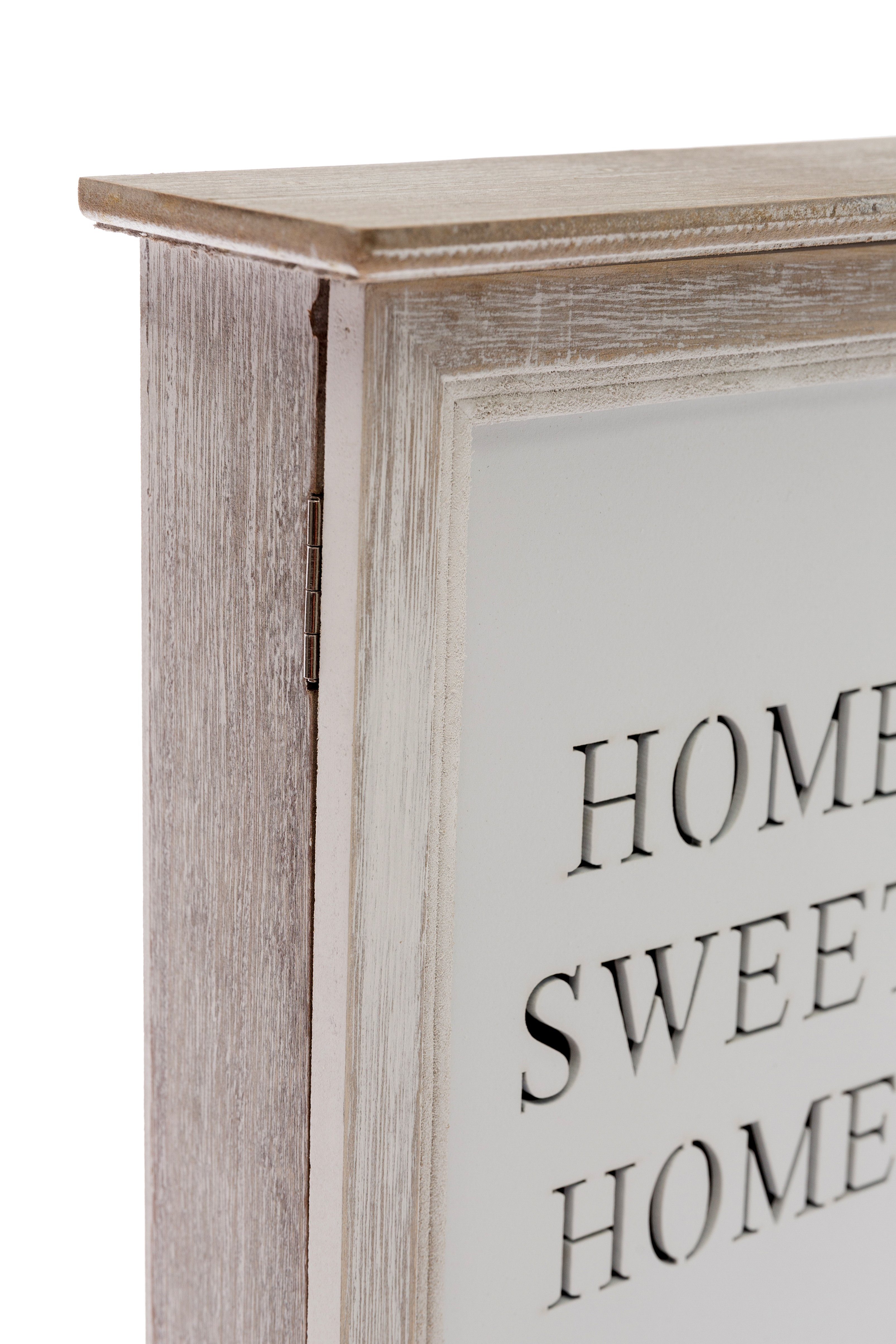 Home affaire Sleutelkastje Home Sweet home, wit met 6 haken & opschrift, shabby look