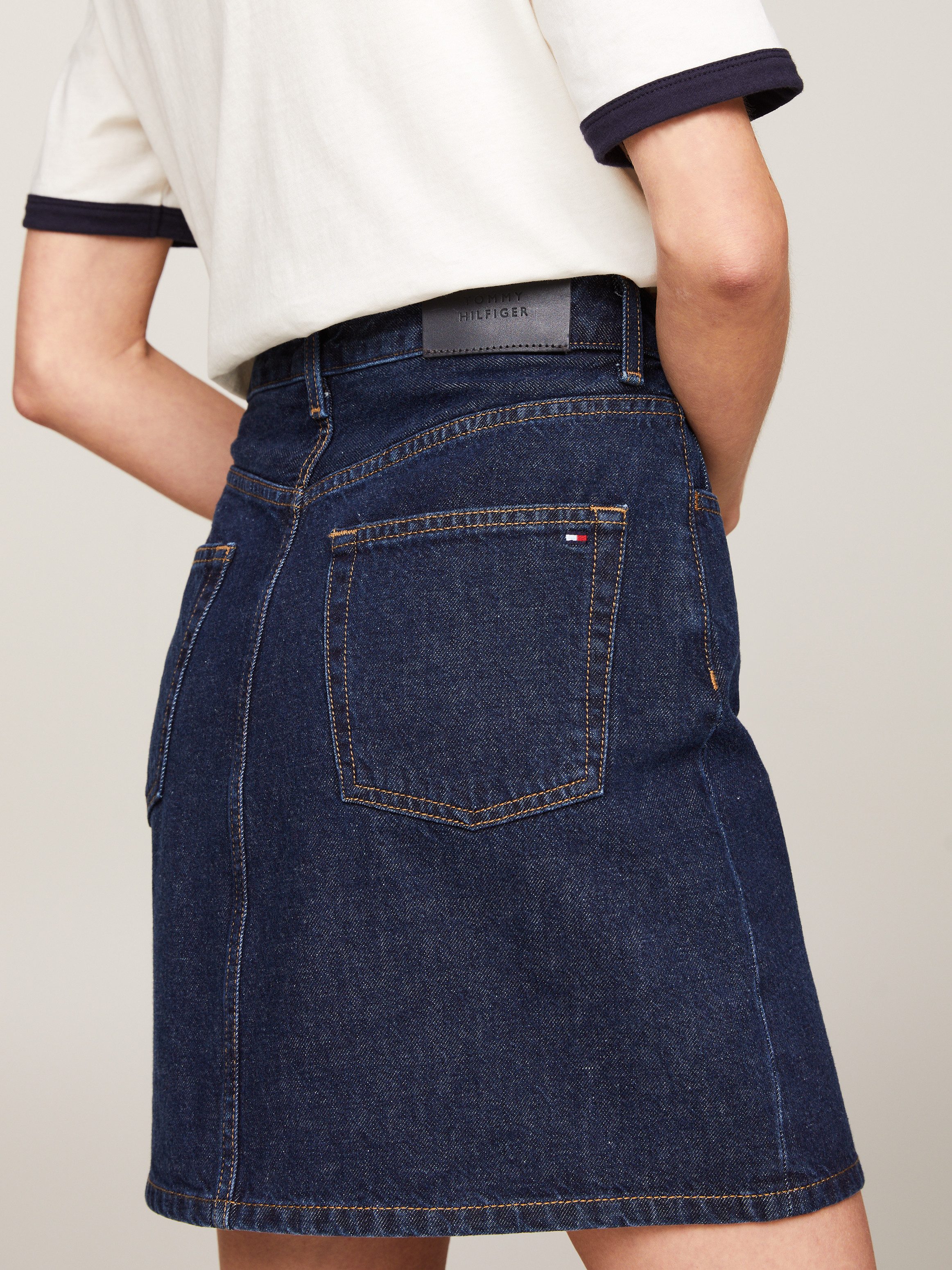 Tommy Hilfiger Jeans rok DNM MINI SKIRT HW CLER Webrok in 5-pocket stijl