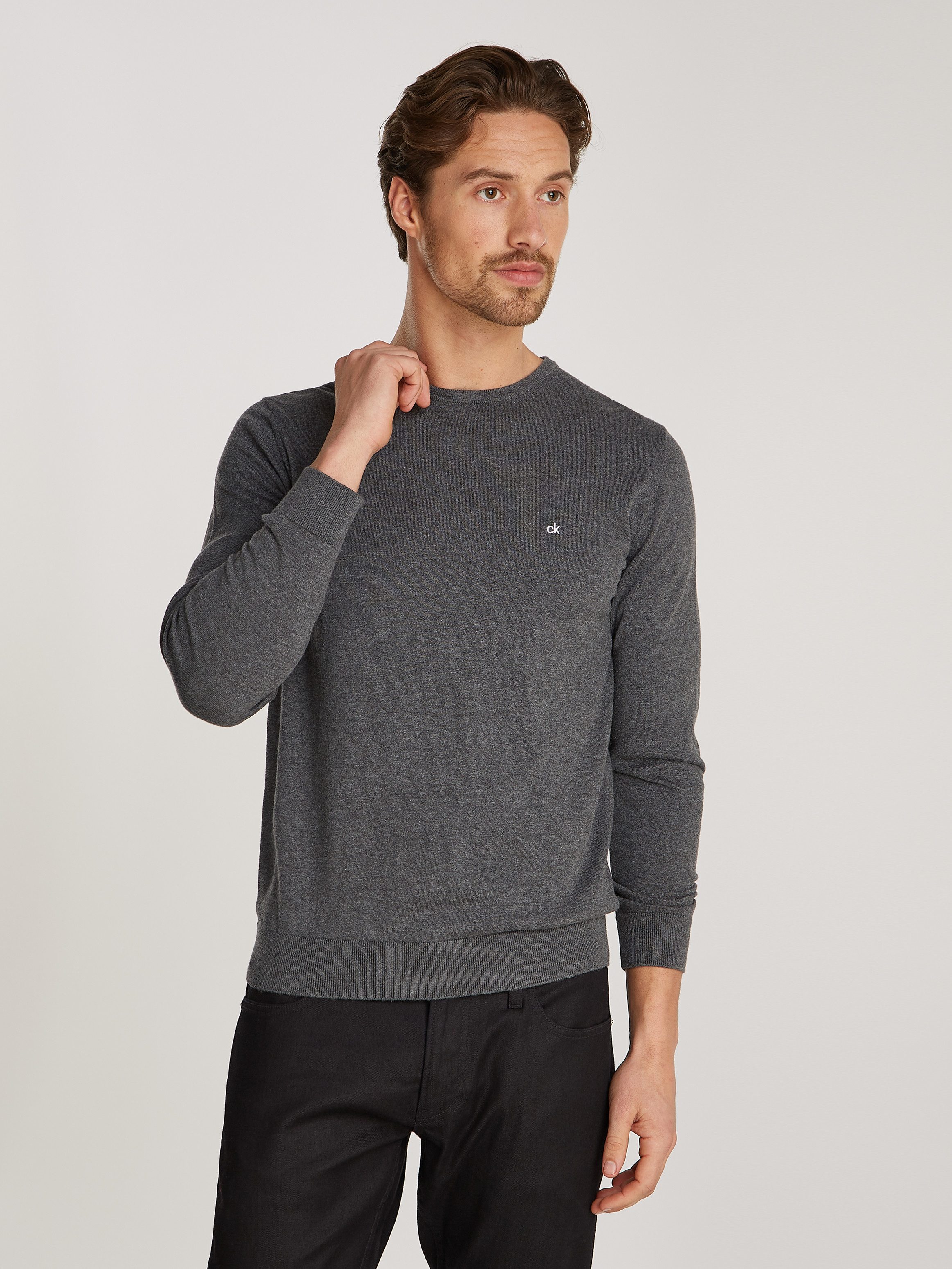 Calvin Klein Trui met ronde hals COTTON SILK BLEND CN SWEATER