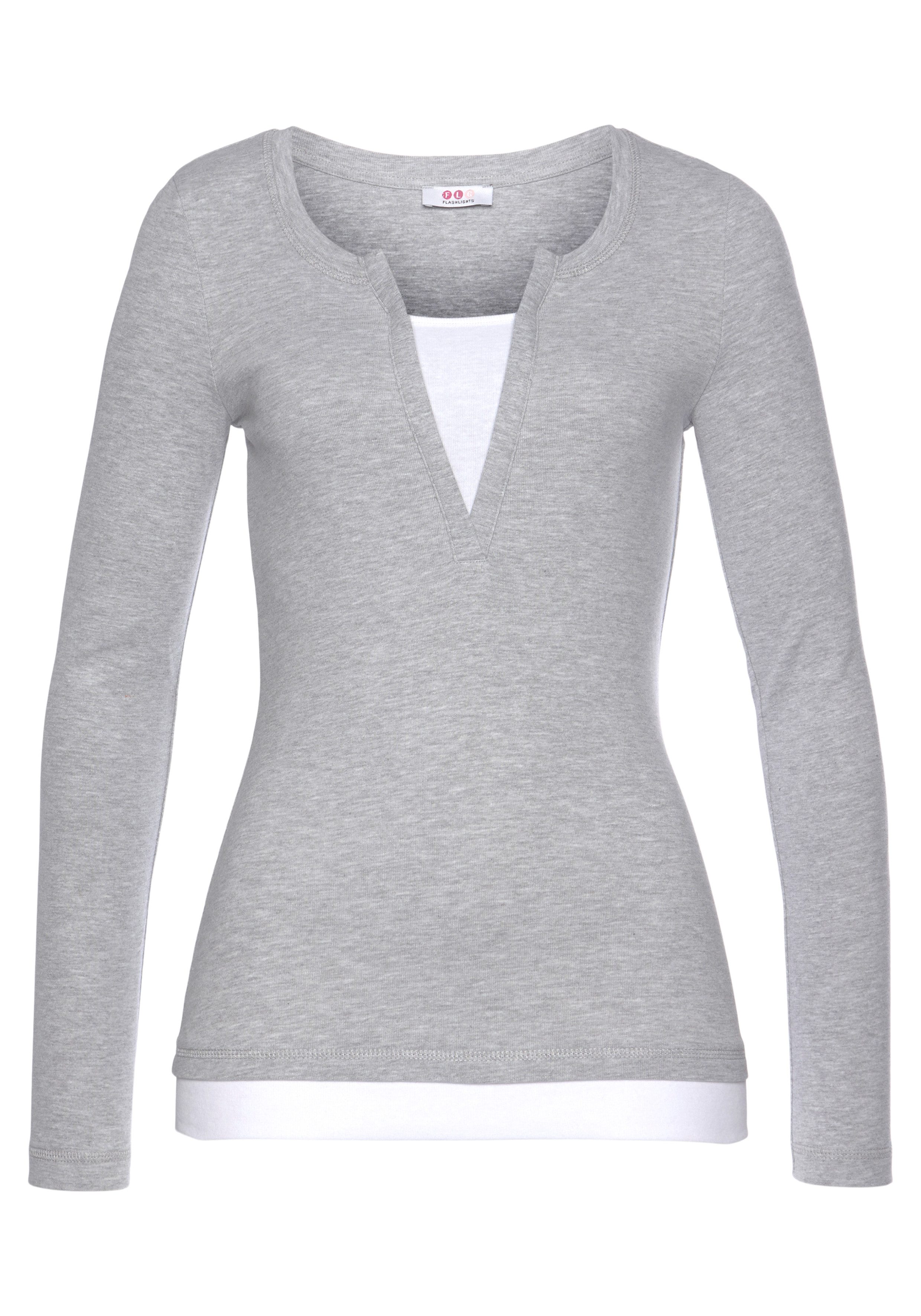 Flashlights 2-in-1-shirt met lange mouwen figuurvolgende pasvorm, ronde hals, elastisch materiaal