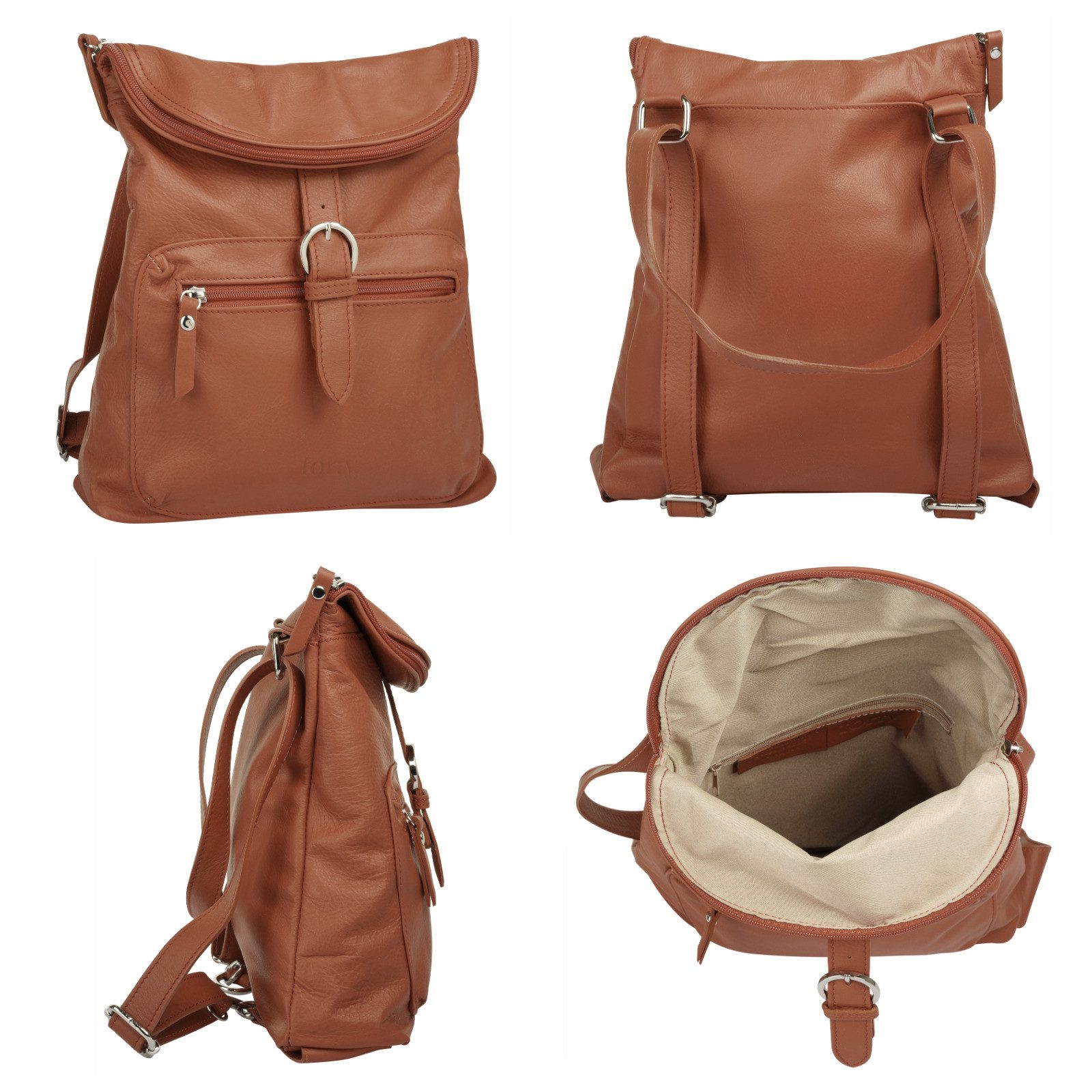 Forty Degrees Rugzak echt leer, made in italy