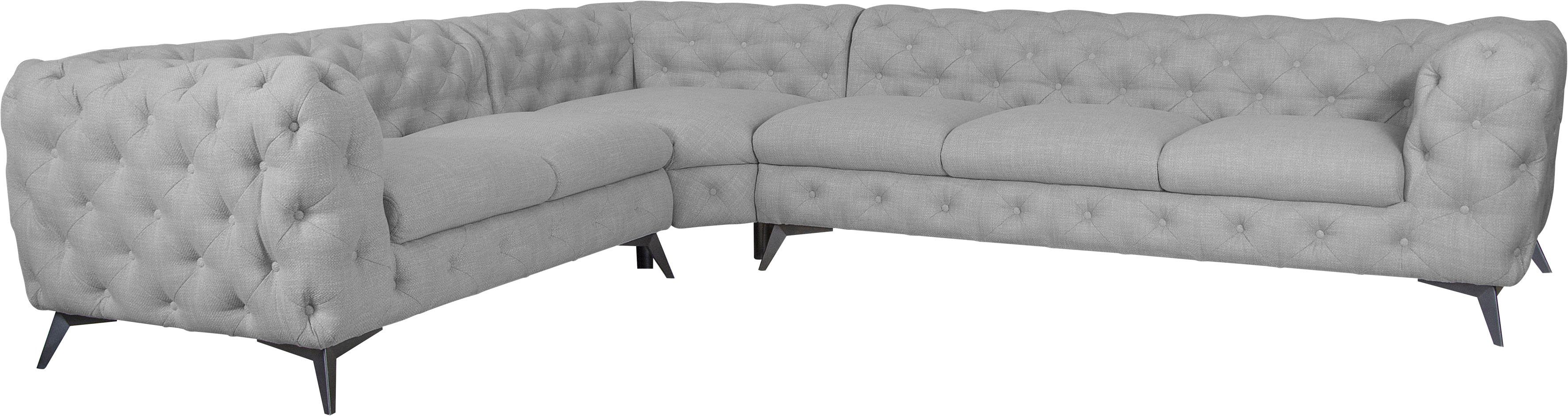 Leonique Chesterfield-bank Glynis L-vorm luxueuze capitonnage, moderne chesterfield look, kleur van de poten ter keuze